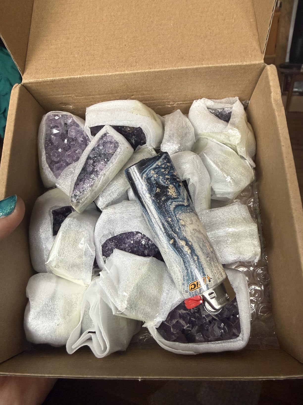 JIC Gem Amethyst Clusters Natural Raw Amethyst Geode Rock Healing Crystals Cluster Witchcraft Gemstone Specimen customer photo 2