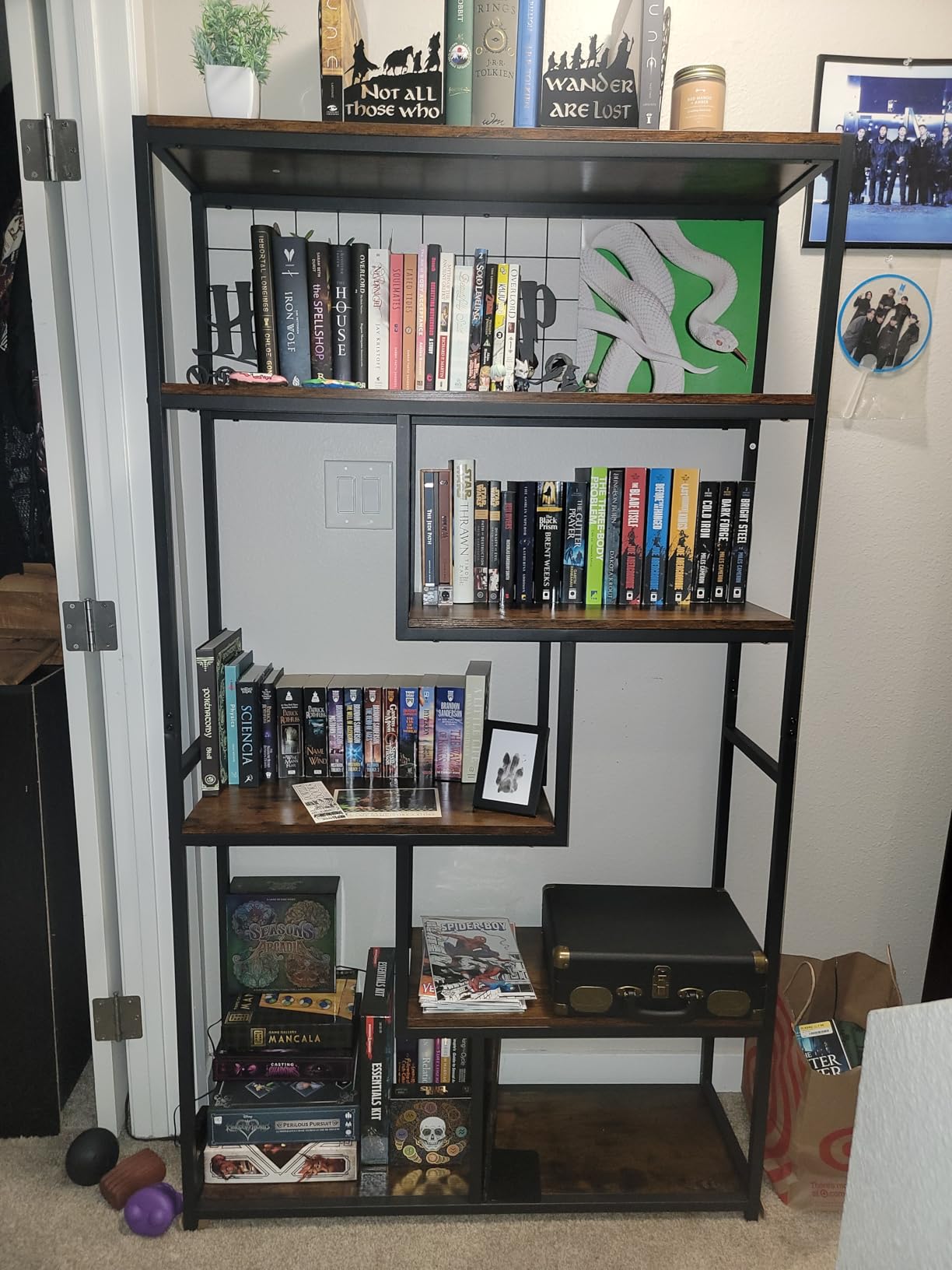 IRONCK Bookshelves 6 Tiers, Industrial Etagere Heavy Duty Shelves | Living Room, Office Storage Geomeric Display Boocase, Vintage Brown customer photo 2