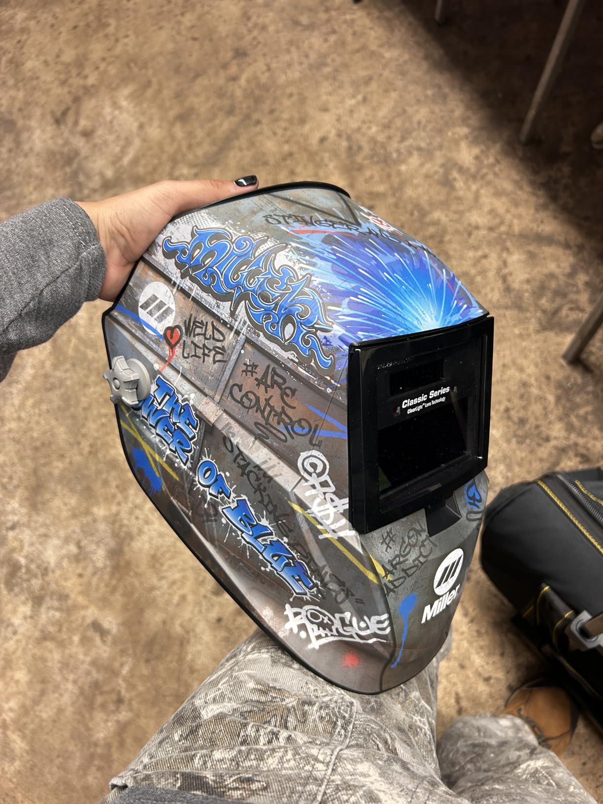 Miller Classic Series Welding Helmet, ClearLight Lens, Shade 8-13, Black | For the value-minded welder; TIG/MIG; variable shade 8-13; HD optics; comfortable headgear customer photo 2