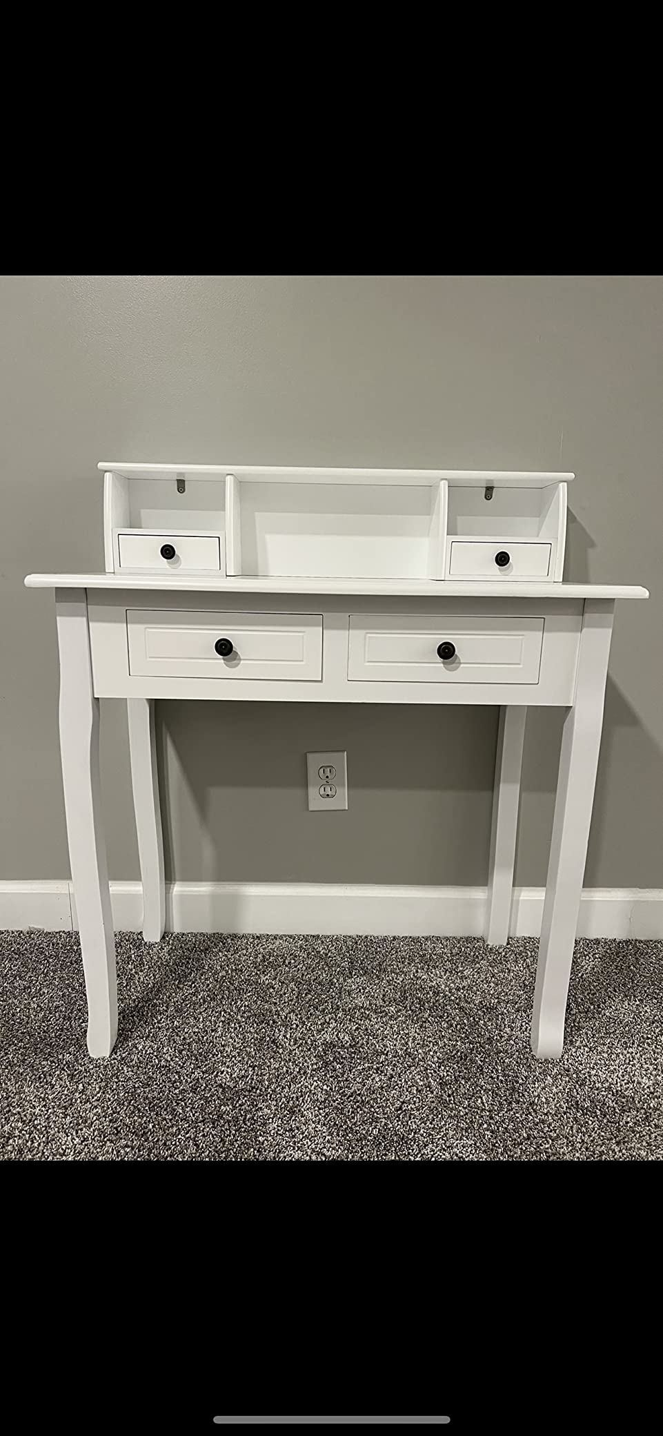 Small White Writing Desk with Hutch - 32