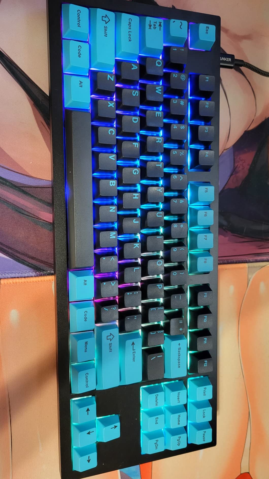 Drop + MiTo GMK Pulse Custom Mechanical Keyboard Keycap Set - 163-keys, Doubleshot, Cherry Profile, for 40%, 60%, 65%, TKL, 1800 Layouts, etc. (Base Kit), Turquoise customer photo 1