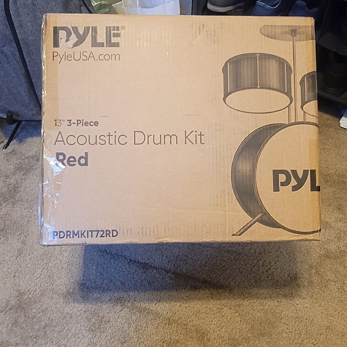 Pyle Kids Drum Set, 3 Piece Beginner Junior Drummer Kit with 13