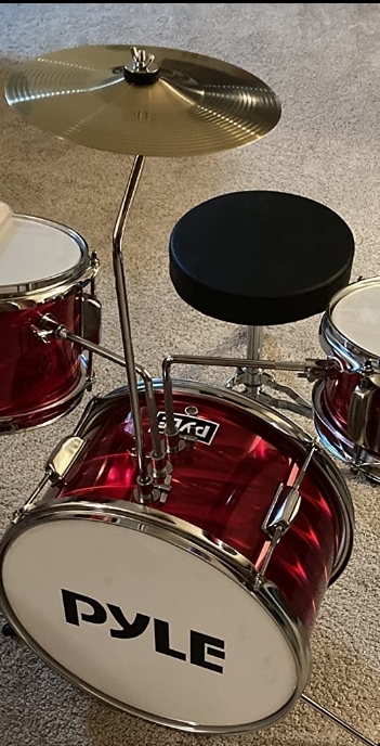 Pyle Kids Drum Set, 3 Piece Beginner Junior Drummer Kit with 13