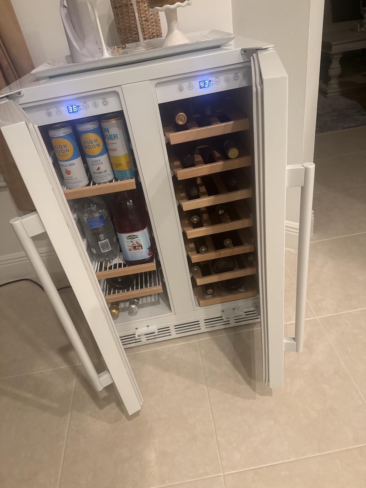 24 Inch Wine Cooler Fridge Dual Zone, Professional Large Capacity High Wine Refrigerator with Powerful Compressor, Quiet Operation and Elegant Design-KMHJ408D customer photo 2