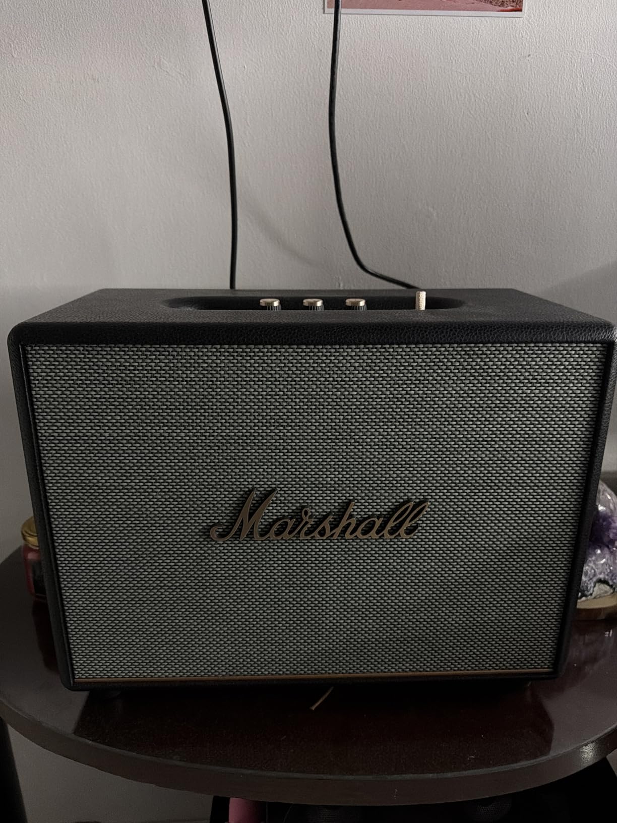 Marshall Woburn III Bluetooth Home Speaker - Loud Stereo Sound with Bass and Treble Controls | Plug-in Powered | Record Player Compatible | HDMI, RCA, 3.5mm Aux Inputs - Black customer photo 1