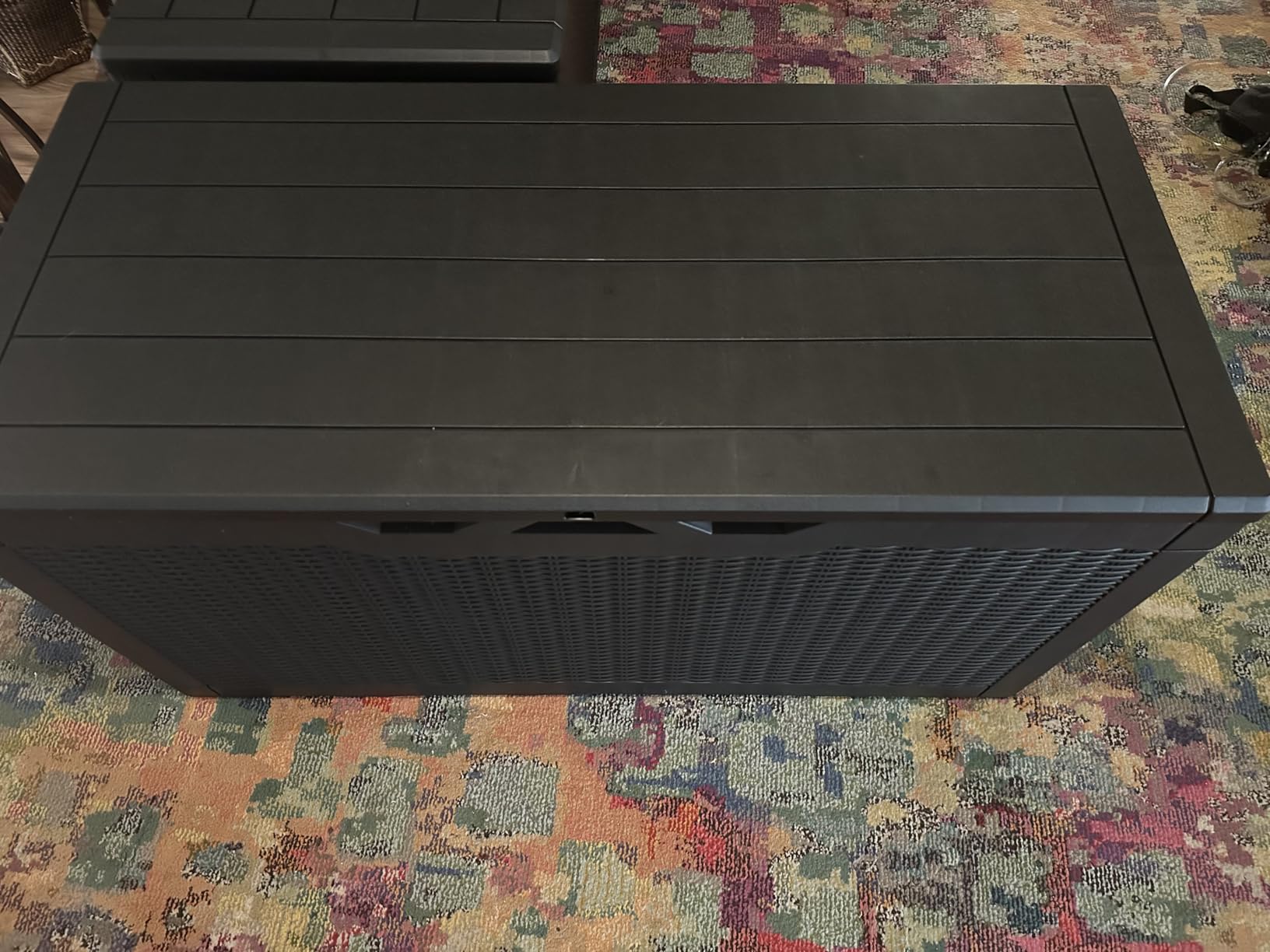 Devoko 100 Gallon Waterproof Large Resin Deck Box Indoor Outdoor Lockable Storage Container for Patio Furniture Cushions Garden Tools (100 Gallon, Black) customer photo 1