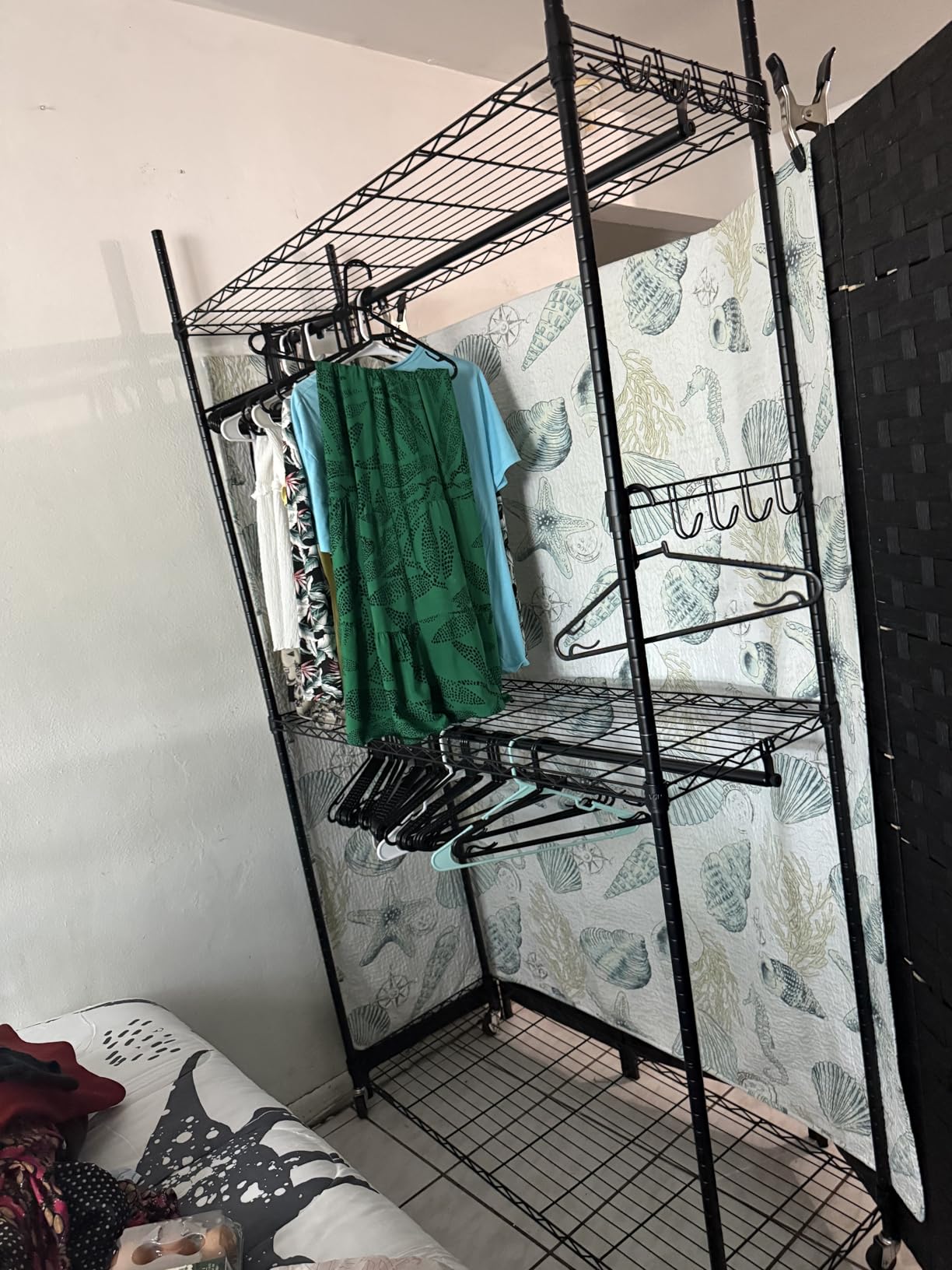 VIPEK R2 Plus Clothes Rack Heavy Duty Rolling Closet for Hanging Clothes | Lockable Silent Wheels, Double Hanging Rods, Adjustable Wire Shelving, Metal Side Hooks, Load 650lbs, for Bedroom/Home, Black customer photo 1