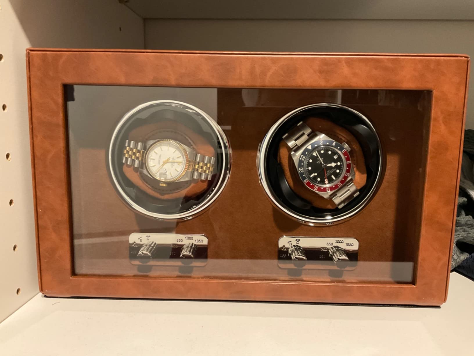 ROTHWELL Double Watch Winder for Automatic Watches with Quiet Motor with Multiple Speeds and Rotation Settings (Black/Grey) customer photo 1