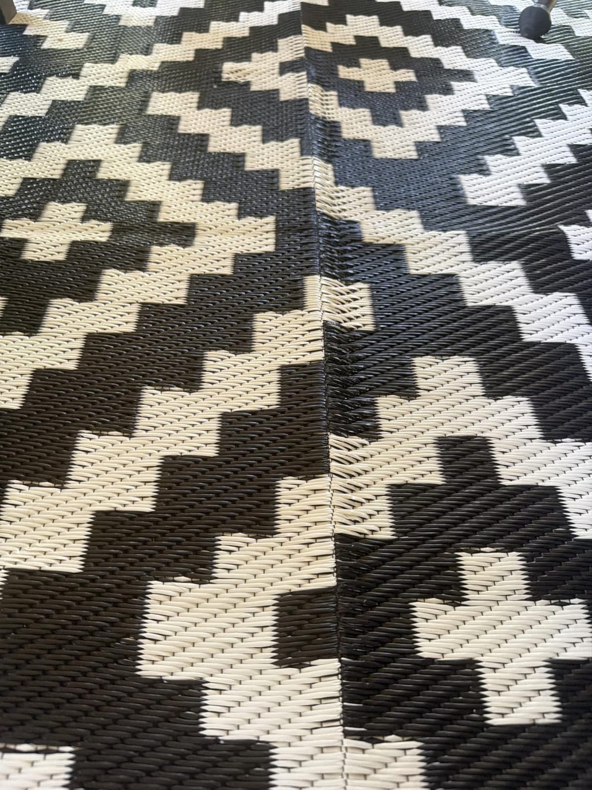 GENIMO Outdoor Rug, Waterproof Plastic Rugs for Patio, 6'x9' Black Grey | Outside Larger Modern Carpet Mat for Porch Decor, Deck, Balcony, Camping, RV, Backyard, Picnic, Beach, Reversible, Foldable customer photo 1