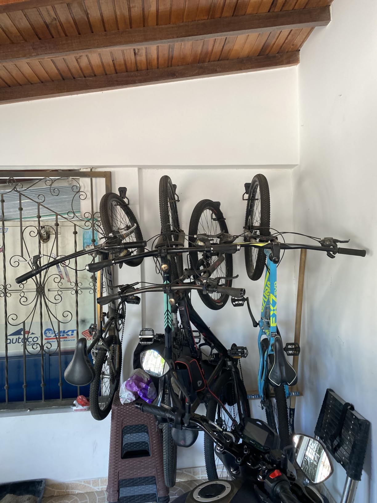 Housolution Bike Wall Mount with Fixed Hook, [4 Pack] Heavy Duty Bike Storage Rack, Bike Rack Vertical Stand for Garage - Easily Hang/Detach - with Screws Iron Bike Hanger Brackets customer photo 1