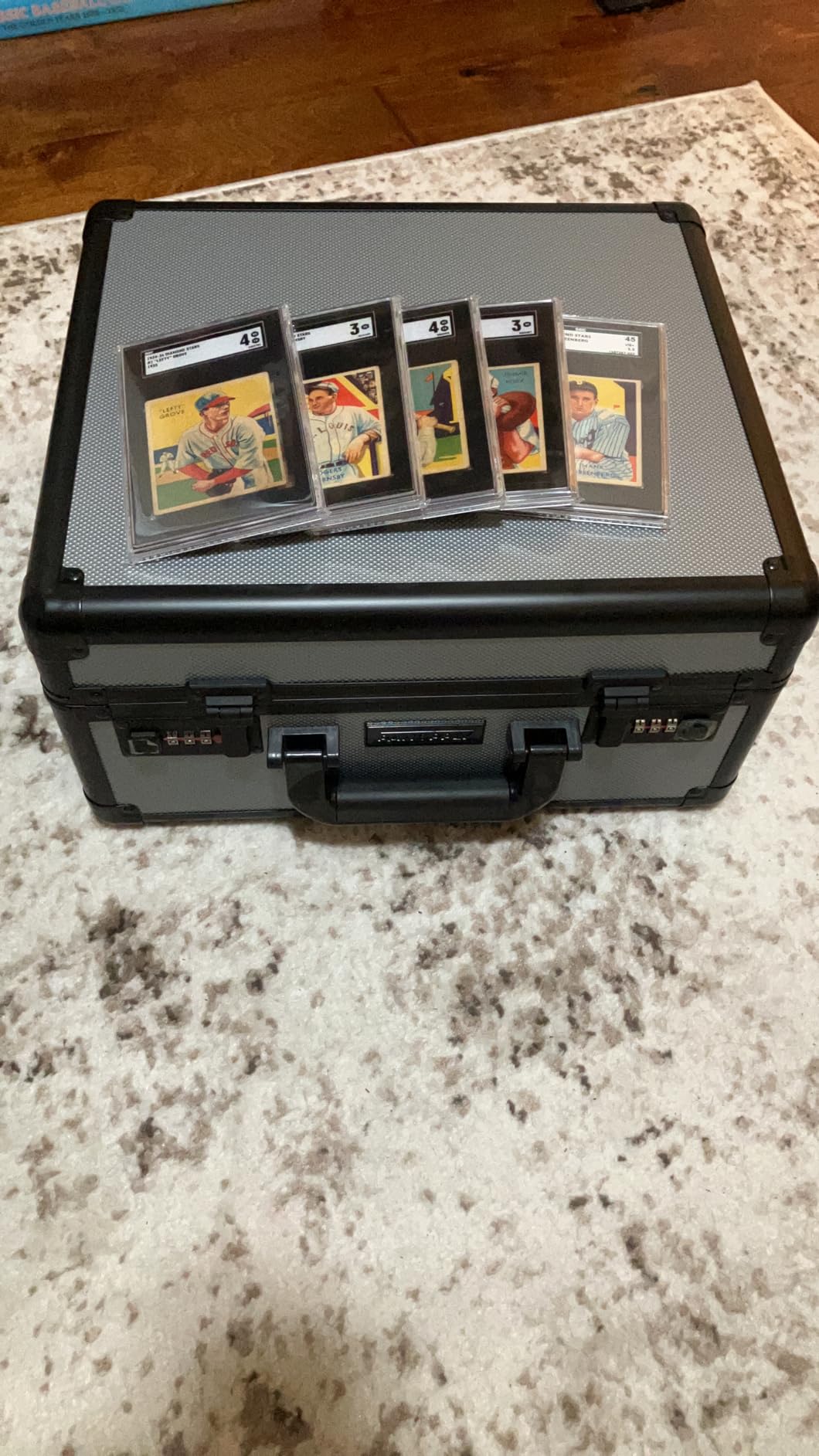 SLAB ARMOR 3 Row Graded Card Storage Box PSA Slab Case For Graded cards Hold 120+ Slabs Graded Card Case PSA Graded Card Storage Sports Baseball Card Collector Gifts TSA approved lock (BLACK) customer photo 2