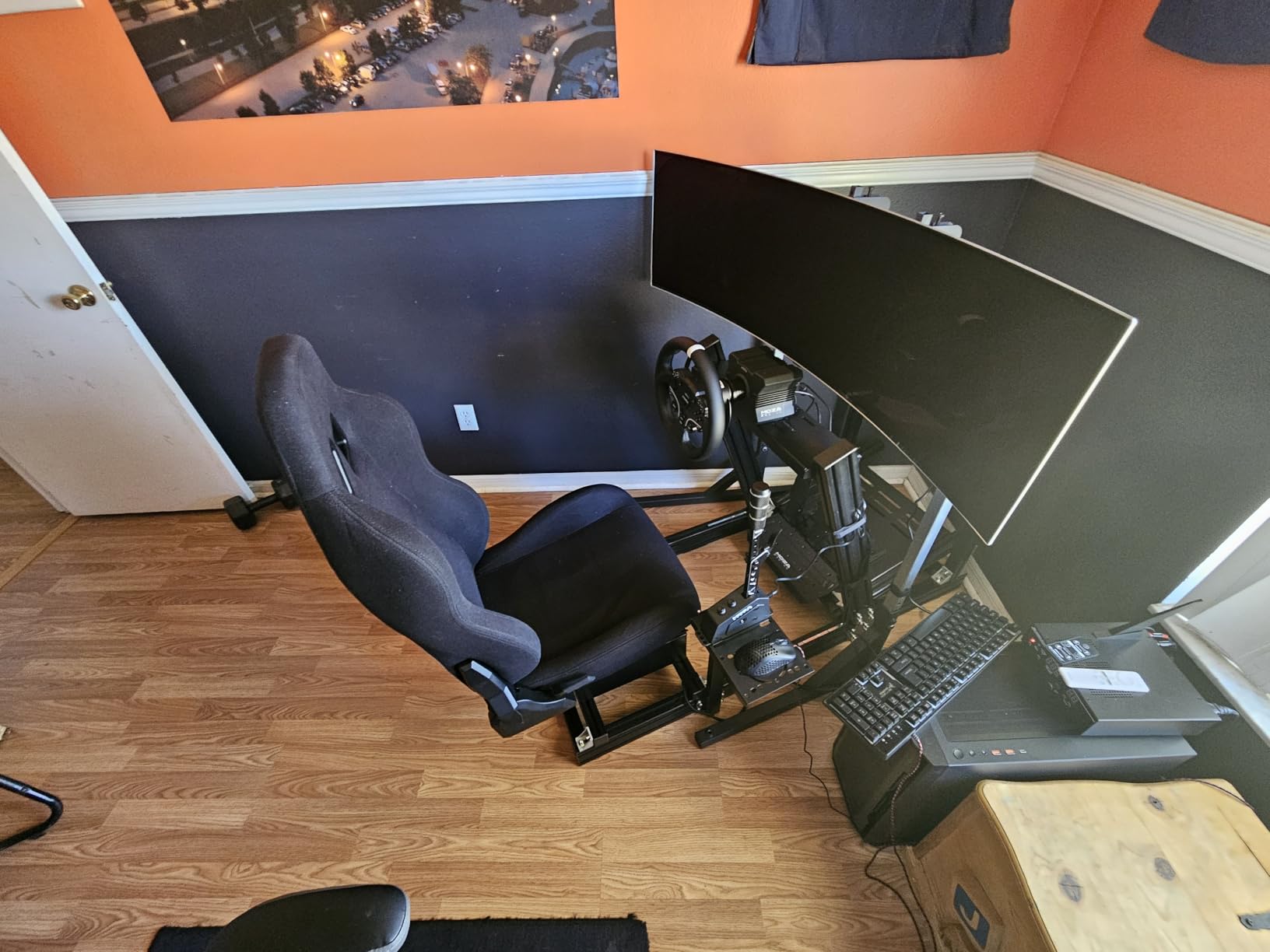 Monitor Mount Floor Stand for Racing and Flight Simulators | for Monitors up to 100x100mm VESA, 24, 27, 32, 34, 37, 49 Ultra Wide customer photo 2
