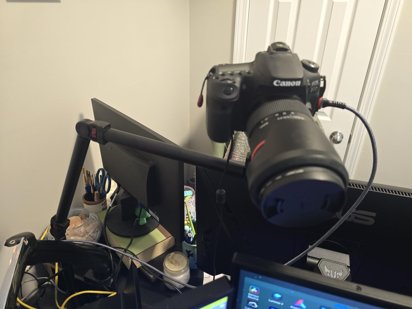 Overhead Camera Mount Desk Stand, 3-Section Detachable Articulating Arm | with 1/4