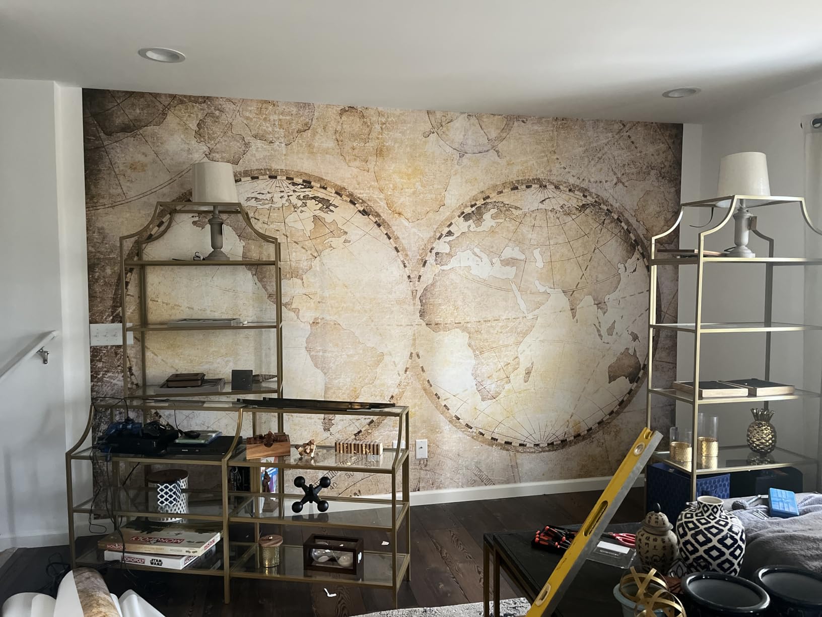 wall26 Antique Monochrome Vintage Political World Map Wallpaper Wall Mural, Removable Sticker, Home Decor - 66x96 inches customer photo 1
