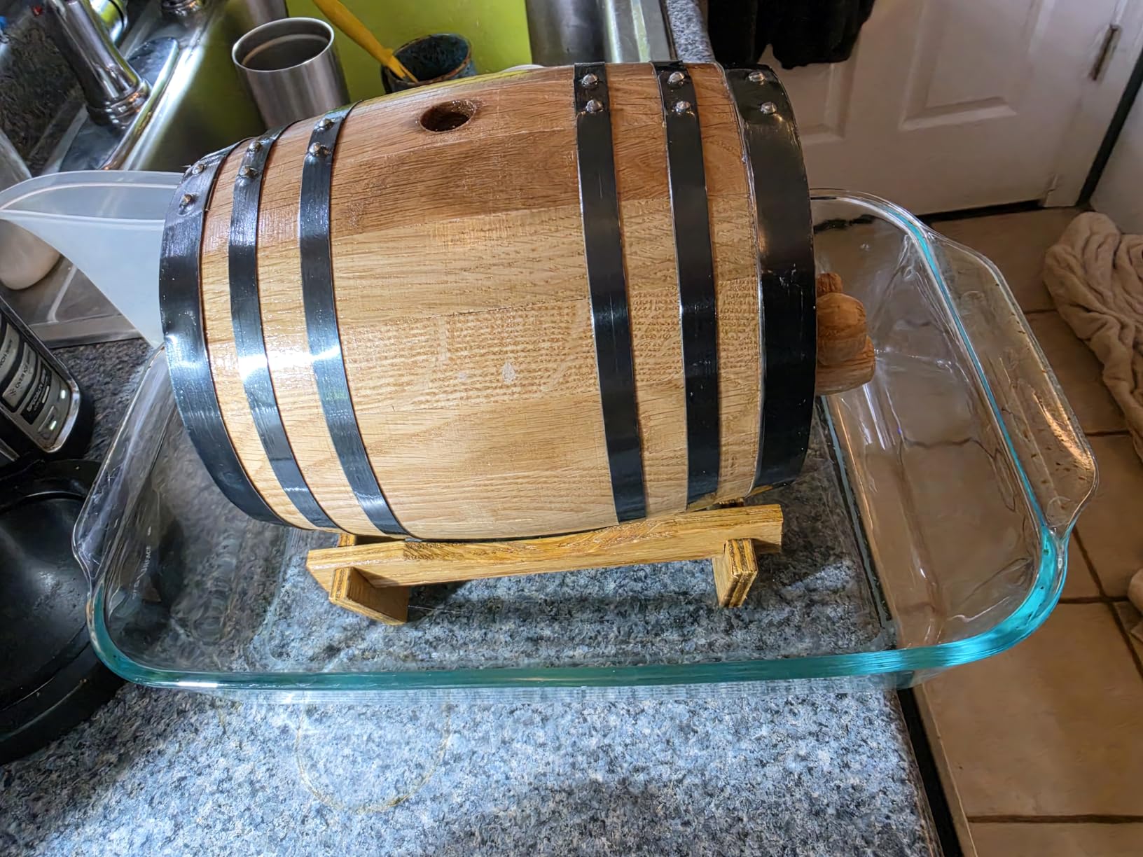 3 Liter Oak Aging Barrel with Stand, Bung and Spigot - Wooden 3L Whiskey Barrels Wine Barrel Decanter For The Home Brewer, Distiller, Wine Maker and Cocktail Aging customer photo 1