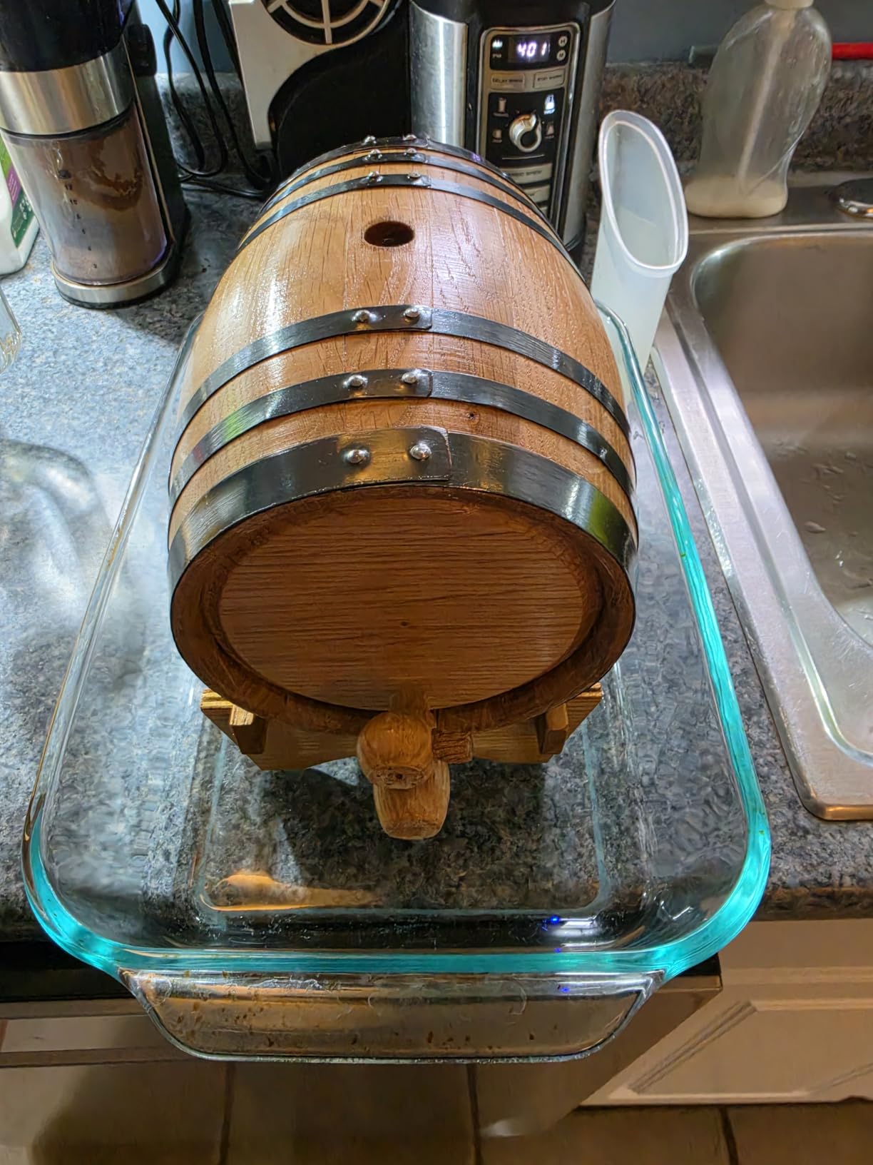 3 Liter Oak Aging Barrel with Stand, Bung and Spigot - Wooden 3L Whiskey Barrels Wine Barrel Decanter For The Home Brewer, Distiller, Wine Maker and Cocktail Aging customer photo 2