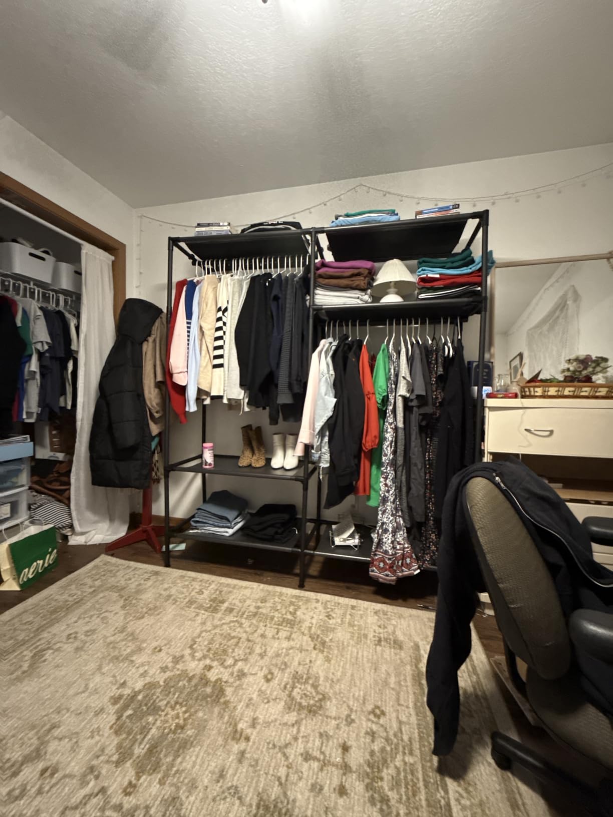 SONGMICS Heavy Duty Clothes Rack, 65 Inch Freestanding Portable Wardrobe with Hanging Rails and Shelves, Total Load 242 lb, Easy Assembly, for Cloakroom, Bedroom, Black URDR201B02 customer photo 1