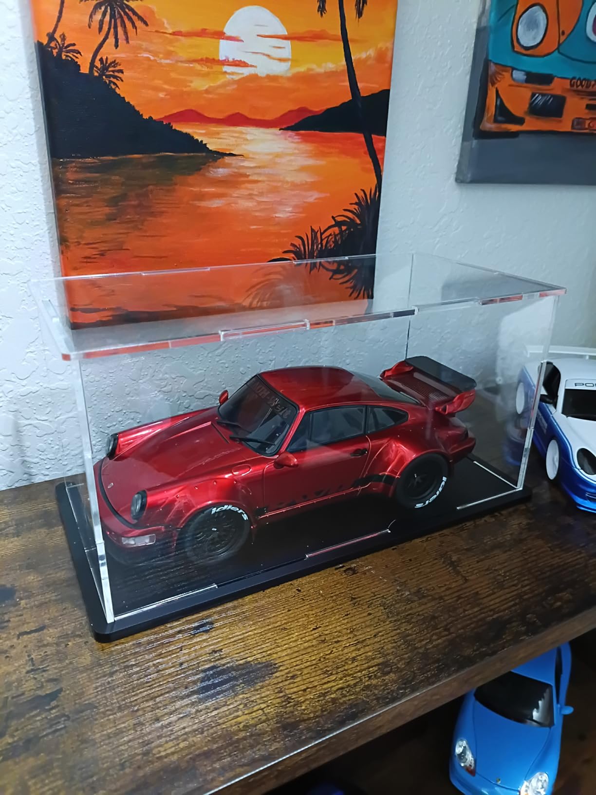 Acrylic Display Case with Lid, Rectangle Clean Acrylic Box with Matte Black Stand for 1:18 Diecast Model Cars (13x6.7x6.3 inch) customer photo 1