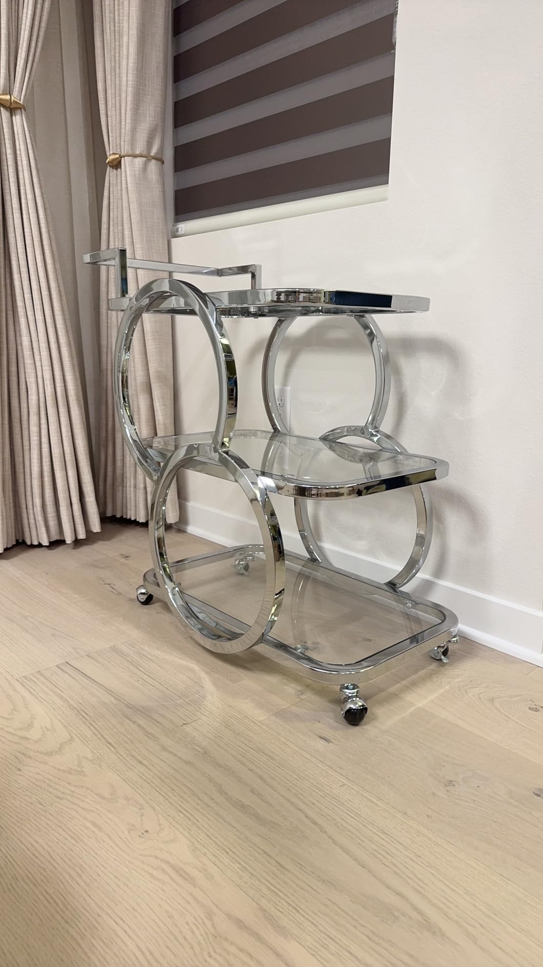 Home Bar Serving Carts 3 Tier Kitchen Carts on Wheels Mobile Bar Carts for Home Kitchen Dining Room Living Room Party, Stainless Steel customer photo 1