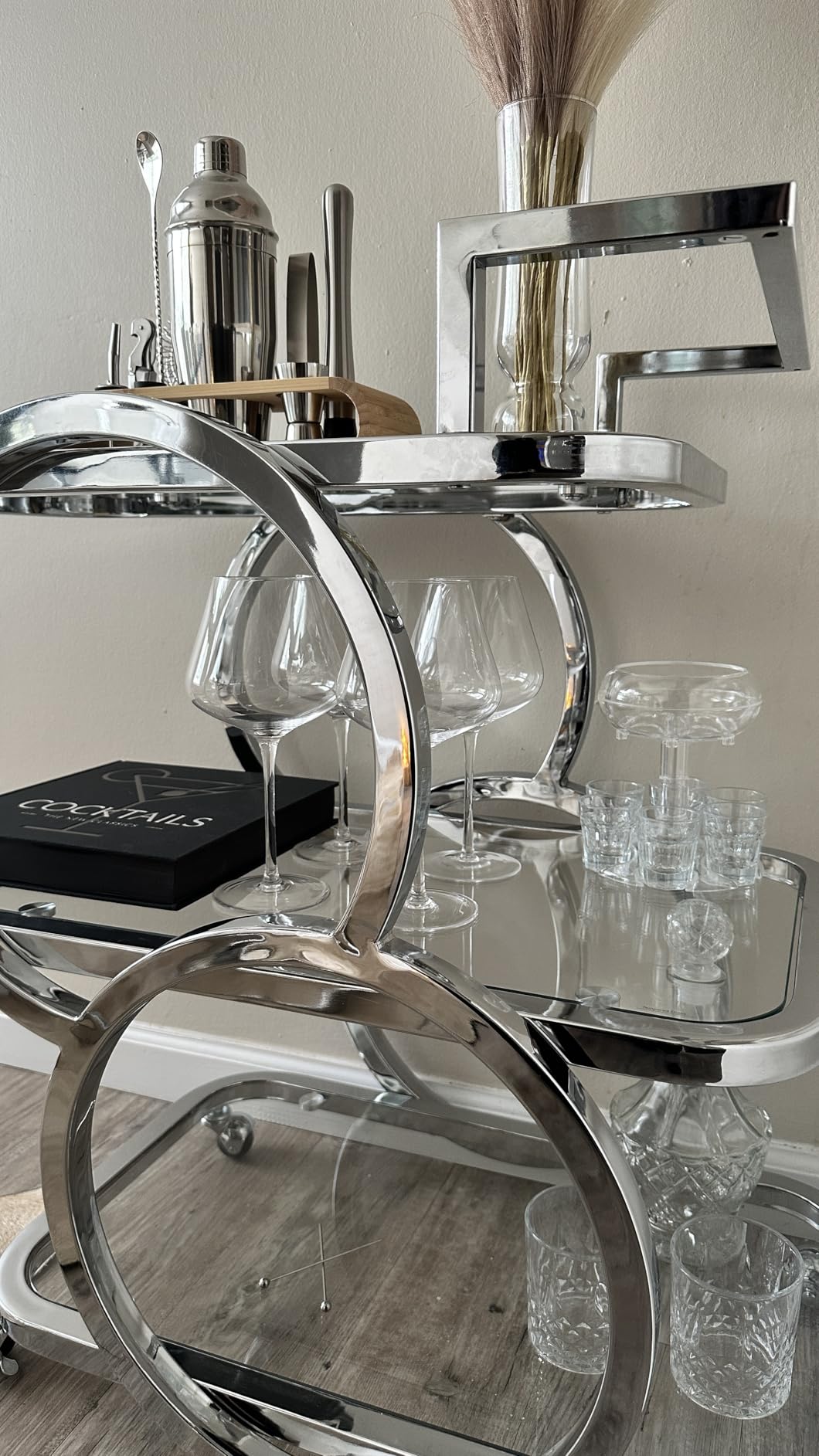 Home Bar Serving Carts 3 Tier Kitchen Carts on Wheels Mobile Bar Carts for Home Kitchen Dining Room Living Room Party, Stainless Steel customer photo 2