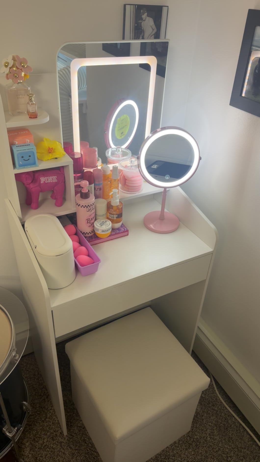 HUONUL 2X/3X/10X Magnifying Vanity Mirror with Light, Trifold Makeup Mirror | Touch Dimming, Dual Power, Clear View for Makeup, Skincare. Dorm Room Essentials. Birthday Gifts for Women, Mom, Wife, Girls customer photo 2