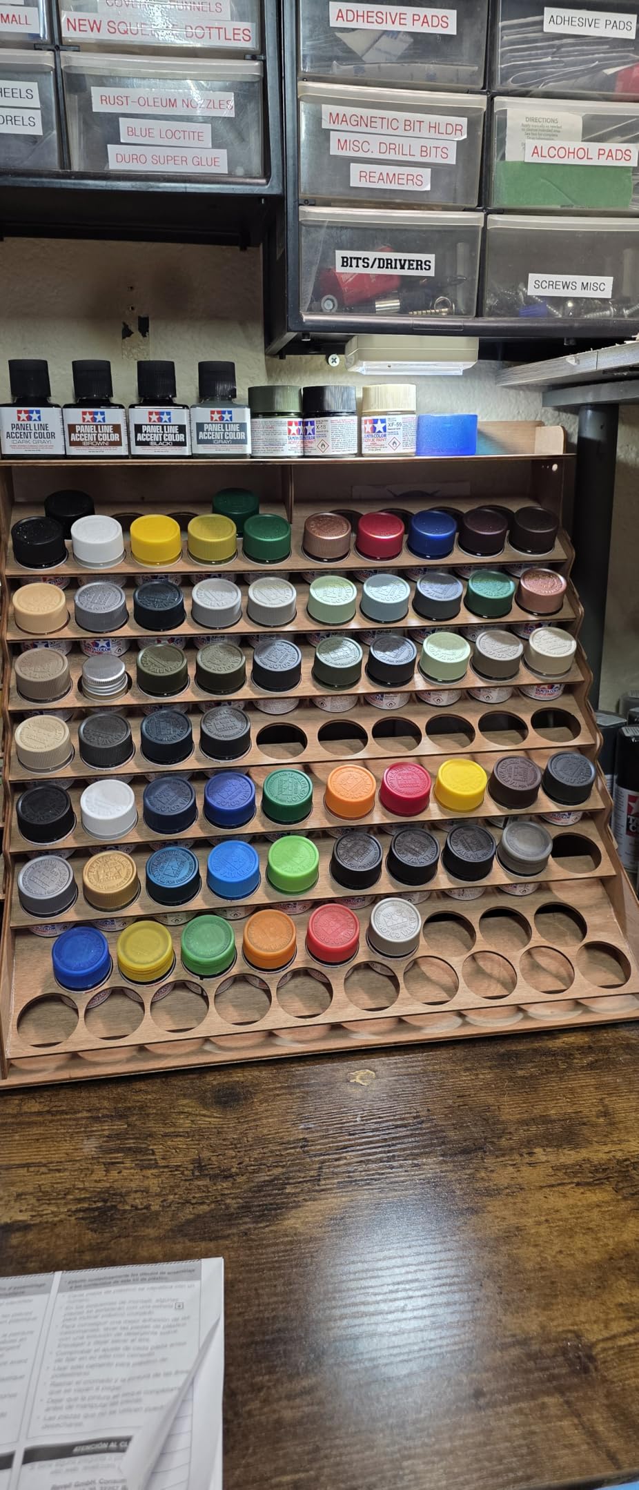 Plydolex Citadel Paint Organizer for 87 Bottles and 14 Brushes - Works for 10 ml Tamiya & 24 ml Citadel - Plywood Paint Rack with 6 Miniature Painting Stands for Warhammer 40K, DnD & Other Minis customer photo 2