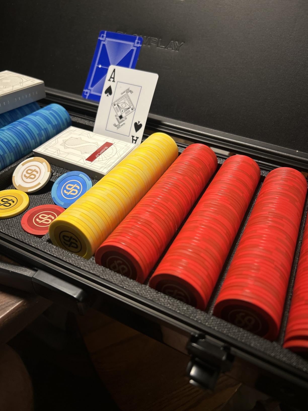 SLOWPLAY Godel Clay Poker Set, 14g Poker Chips for Texas Hold'em | 500 pcs Non-Numbered Set; premium PC Shell case customer photo 1