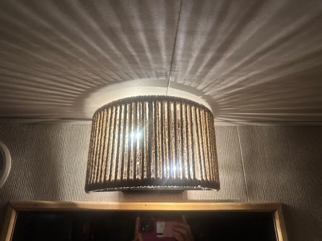 Rattan Wall Sconce Boho Wall Light Fixture for Bedroom, Hallway, Entryway | Wall Rattan Light Fixture Bohemian Woven Sconce Hemp Rope Sconce Lighting, Dia 9.7 Inch, Semi-Circular Shape, Coastal Style customer photo 1