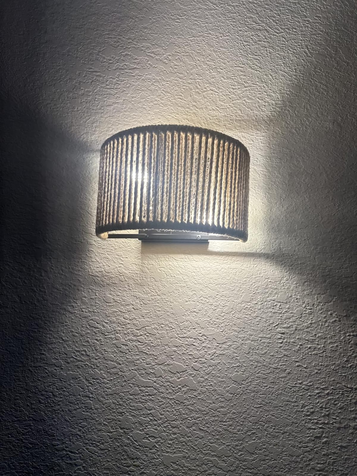 Rattan Wall Sconce Boho Wall Light Fixture for Bedroom, Hallway, Entryway | Wall Rattan Light Fixture Bohemian Woven Sconce Hemp Rope Sconce Lighting, Dia 9.7 Inch, Semi-Circular Shape, Coastal Style customer photo 2