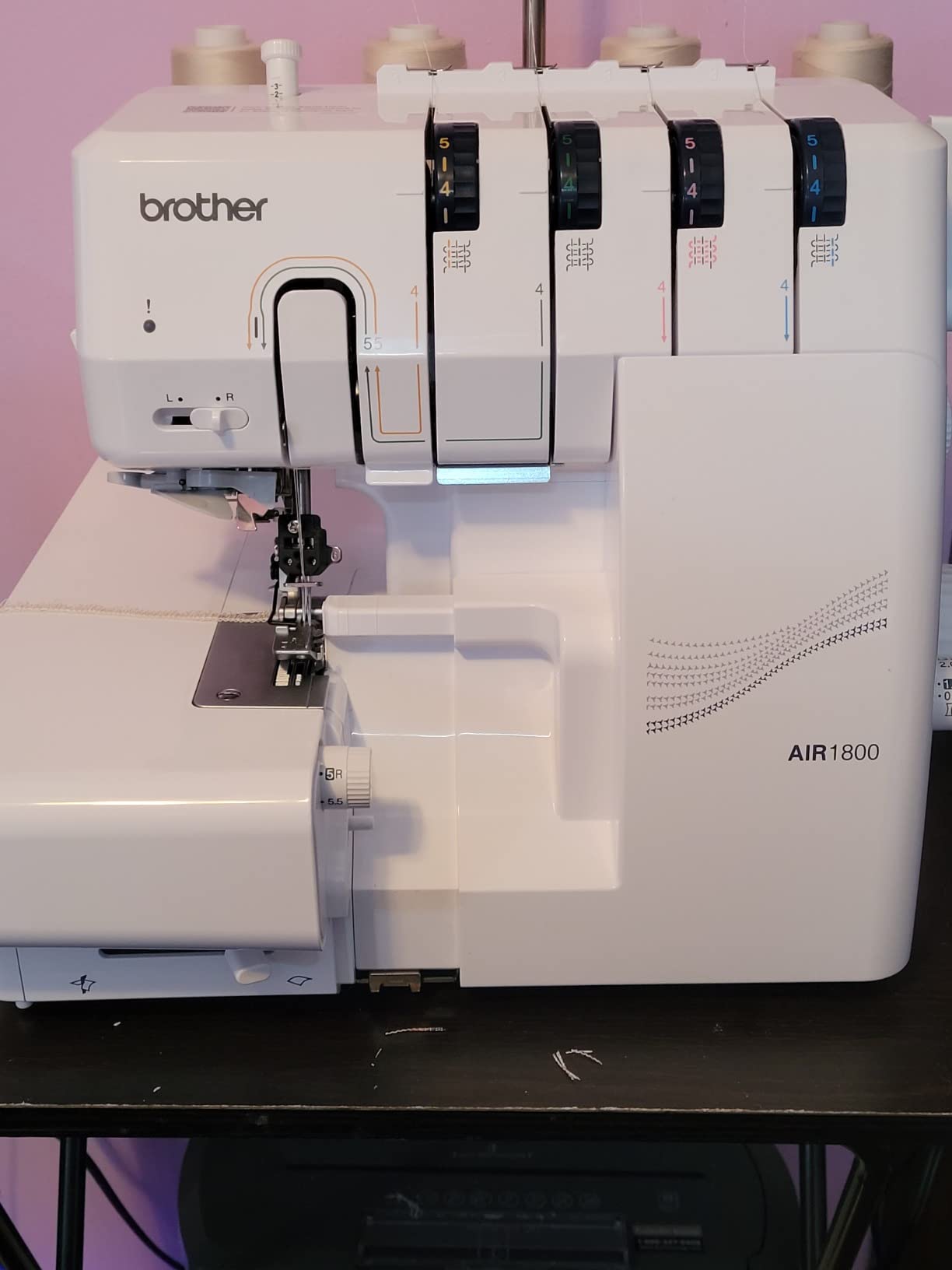 AIR1800 Air Serger Sewing Machine with Jet Air Threading | Jet-Air Looper Threading, 2/3/4-Thread Options, LED-Lit Work Area, 1300 Spm, Differential Feed, One-Touch Needle Threading customer photo 2
