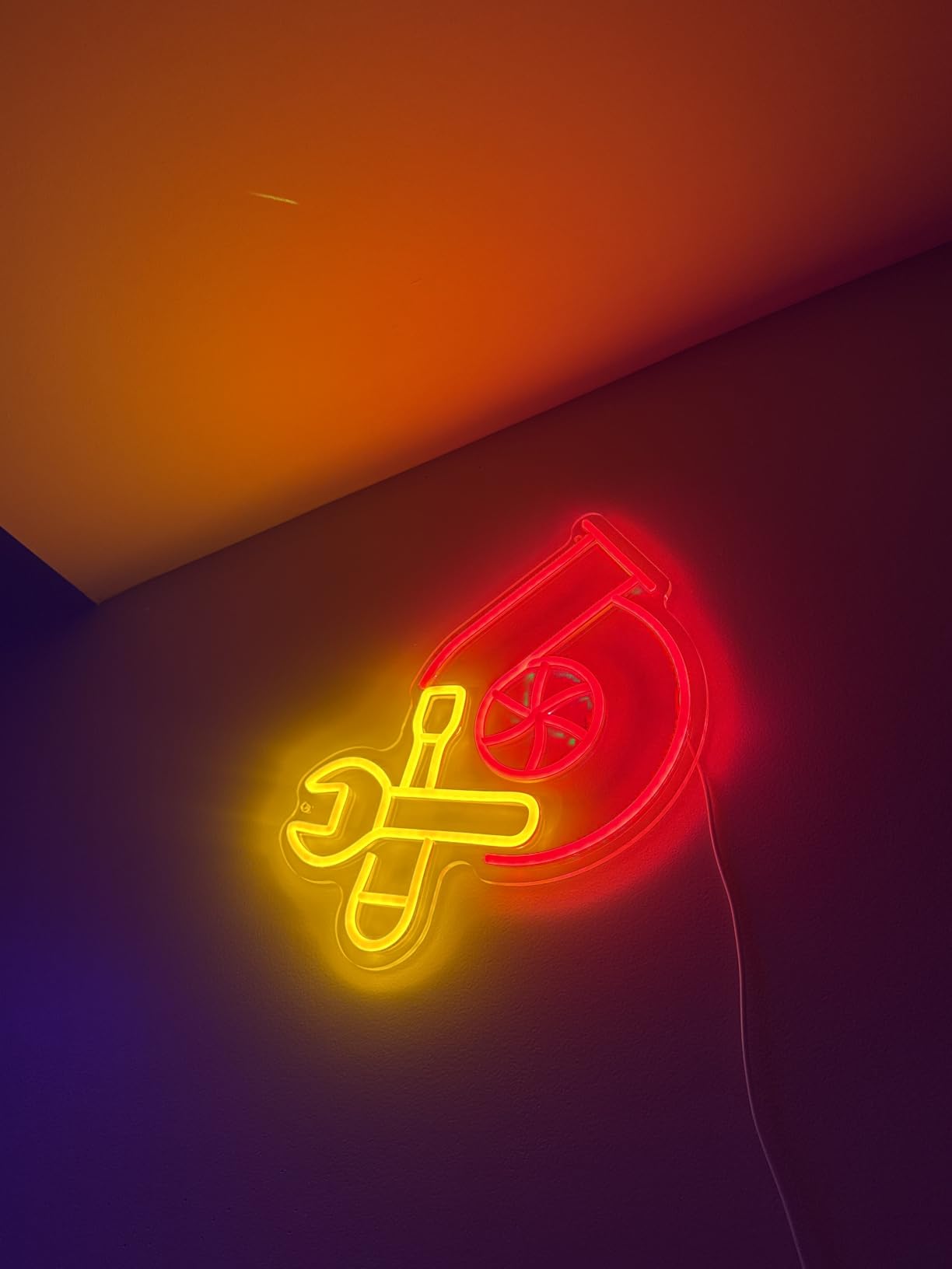 Check Engine Light Neon Sign for Man Cave Decor, LED Garage Wall Art, Funny Gifts for Dad & Car Guys, Man Cave Auto Repair Shop Mechanics Workshop Sign, USB Powered(15.7x11.8in,Yellow) customer photo 1