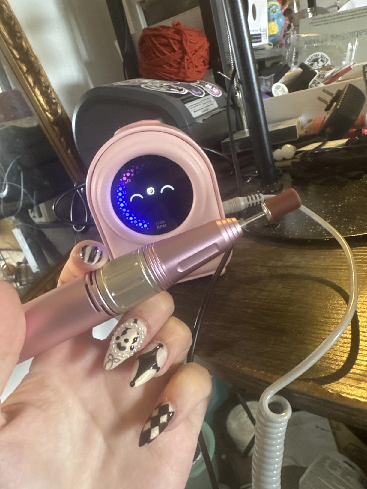 Makartt Professional Nail Drill for Nail Techs, Genesie Pink | 35,000RPM Plug-In E-File, LCD Display, Foot Pedal Control, Touch Buttons, Acrylic & Gel Nail Removal customer photo 1