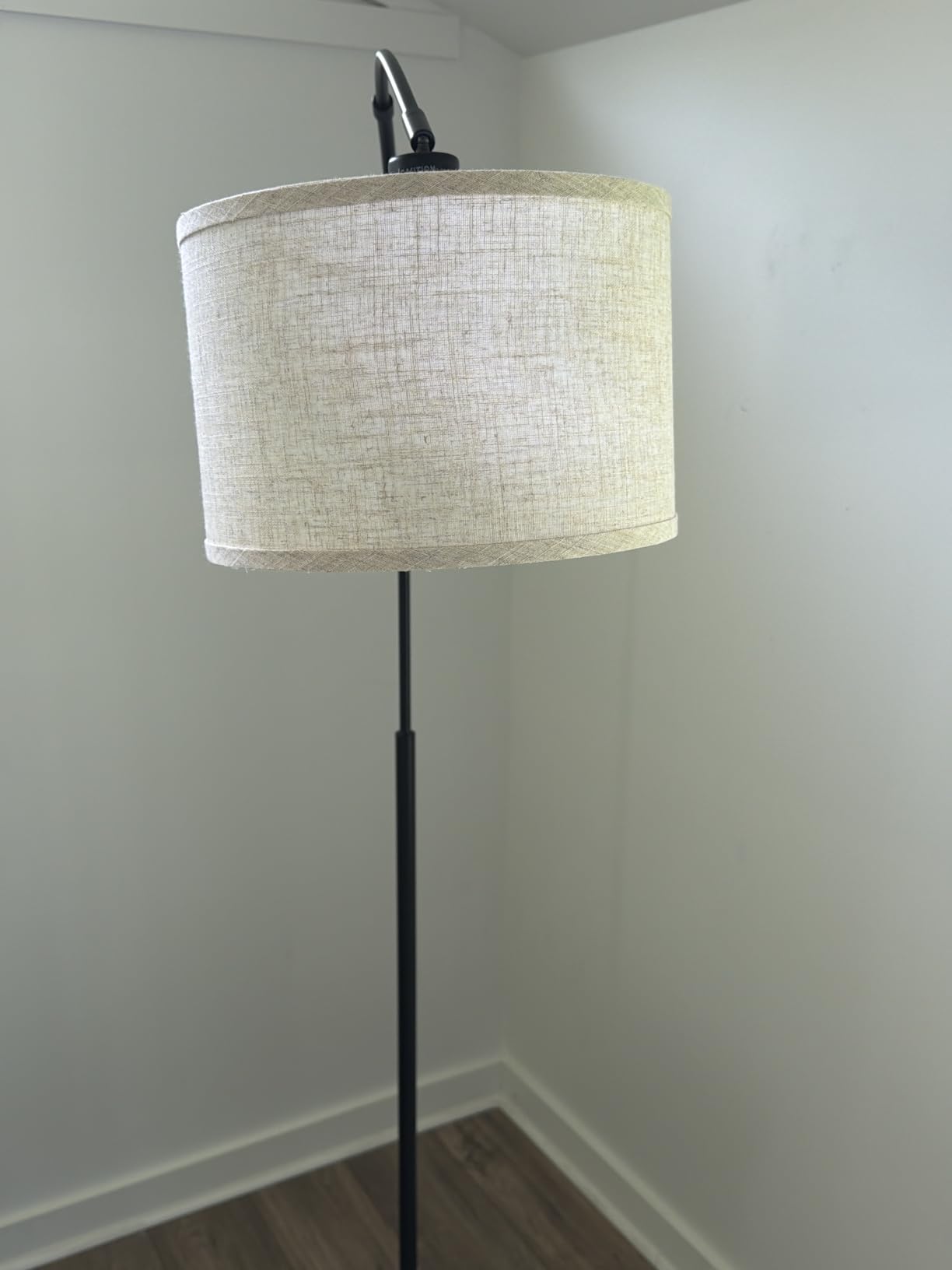 Gold Floor Lamp, Arc Floor Lamp for Living Room with Adjustable Drum Lampshade, Modern Tall Standing Lamp with On/Off Foot Switch, Over Couch Arched Reading Light for Reading, Bedroom, Office customer photo 2