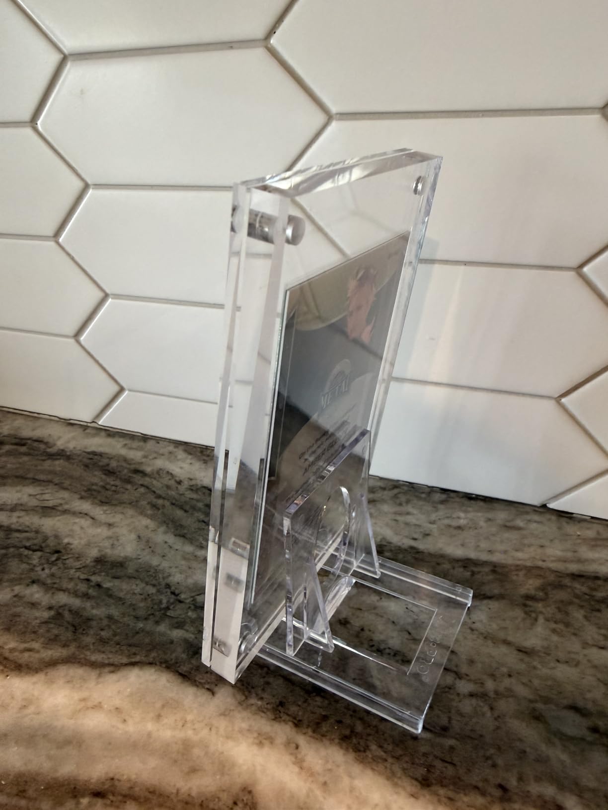 Acrylic Card Frame, Magnetic Trading Card Display Frames Desktop Display - 2 Sets Clear customer photo 1