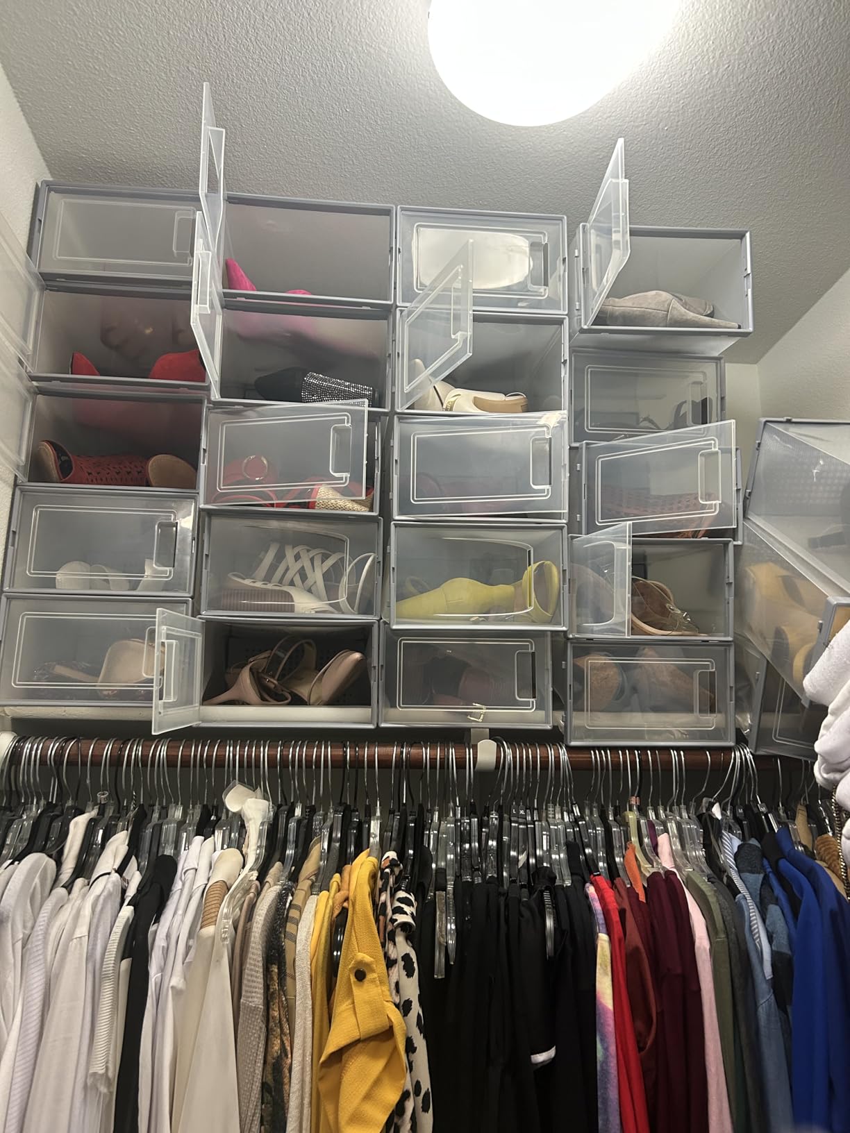 MMBABY 12 Pack Acrylic Clear Shoe Boxes, Ultra Clear Stackable Sneaker Display Cases with Magnetic Door, Professional Grade Shoe Display Case for Sneakers & Boots, Fits Up to US Men's Size 15 customer photo 2