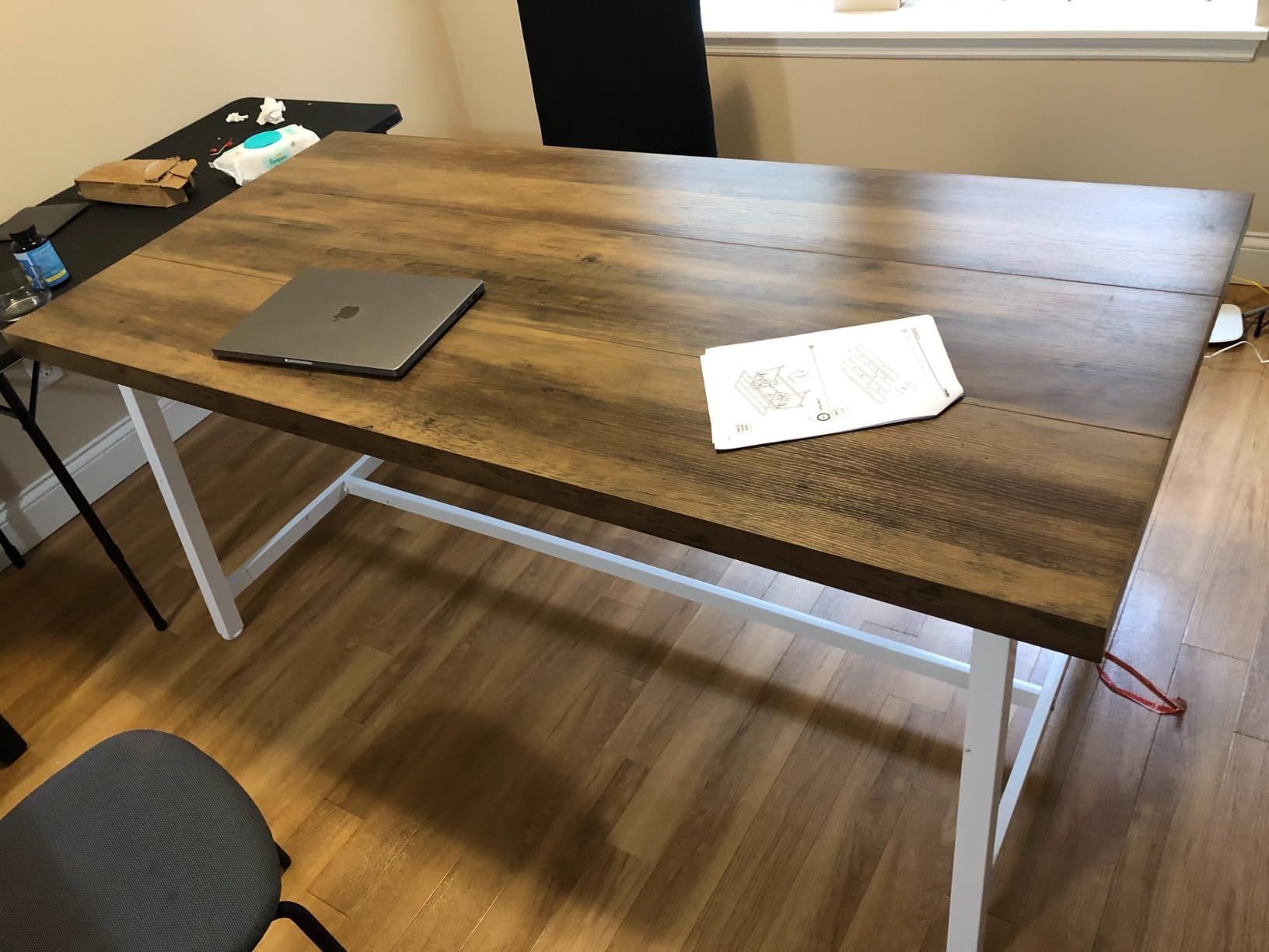 Tribesigns 6FT Rectangle Conference Table, 70.87L x 33.46W x 29.92H Inches Meeting Table for Conference Room, Vintage Wood Office Executive Desk with Strong Metal Frame for 6 People (Grey) customer photo 2