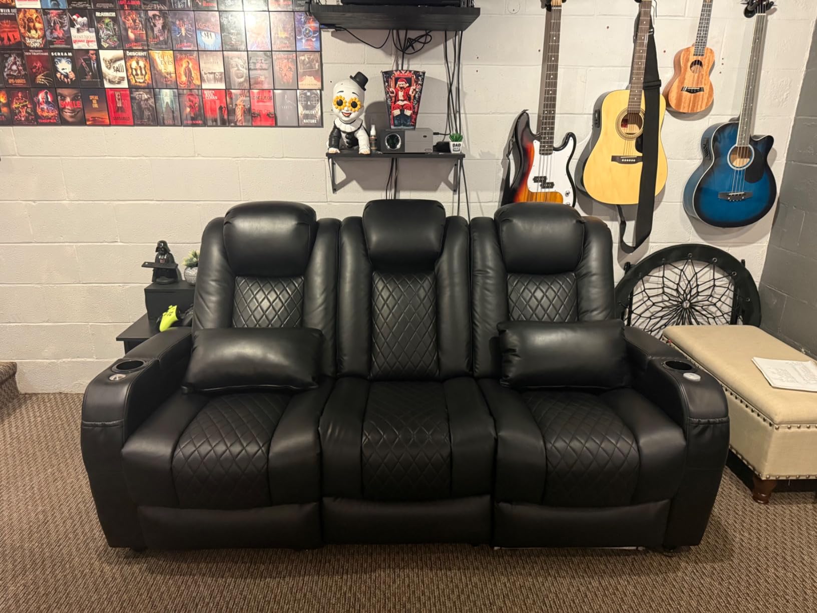 Airadlis Home Theater Seating Seats Dual Power Movie Theater Chairs Theater Recliner Sofa with 7 Colors Ambient Lighting, Lumbar Pillow, Side Pocket, Tray Table, Type-C USB Charge customer photo 2