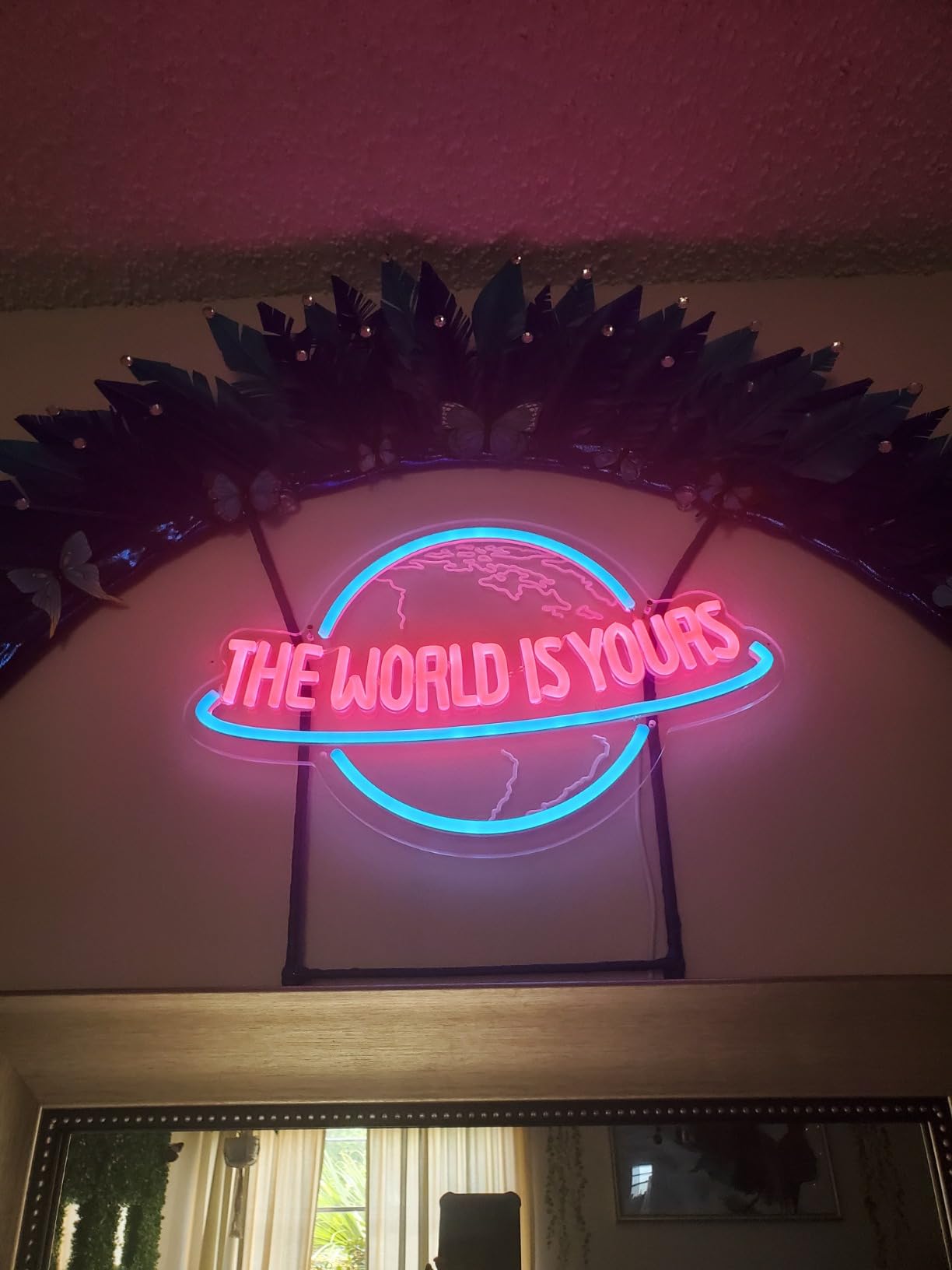 The World Is Yours Neon Sign, Remote Dimmer Planet LED Neon Light Lamp for Wall Decor, USB Power for Man Cave Home Bar Bistro Club Cafe Wedding Game Room Bedroom Birthday Gift Graduation Party customer photo 1