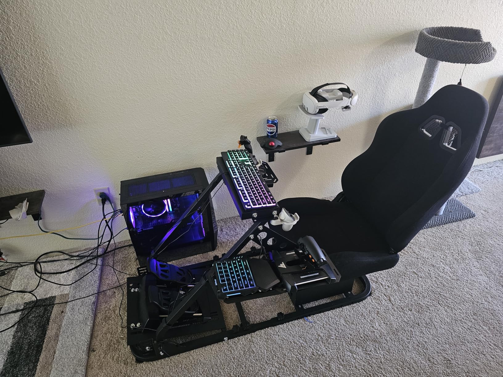Marada Flight Simulator Cockpit with Black Seat and Racing Sim Cockpit for Driving and Flight Sim Fit for Thrustmaster HOTAS Warthog, for Logitech, Throttle, Joystick, Keyboard not Included customer photo 1