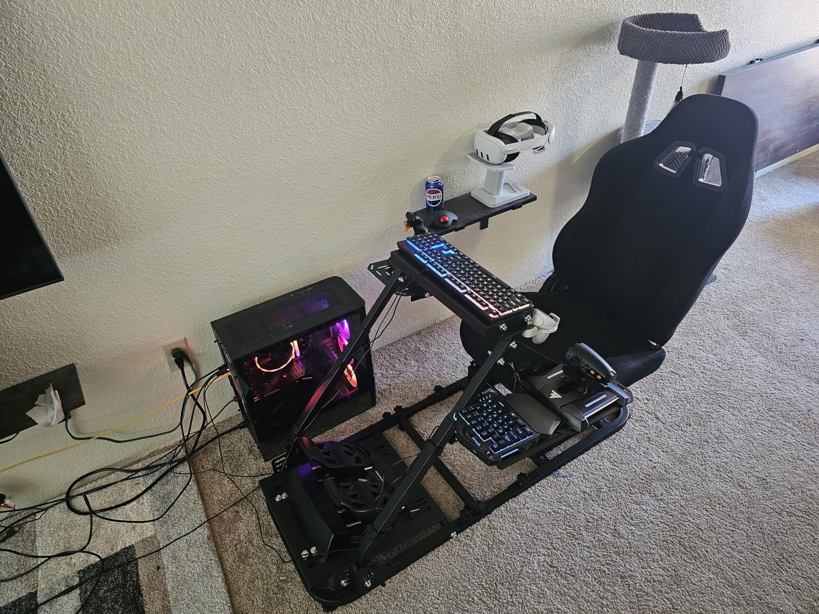 Marada Flight Simulator Cockpit with Black Seat and Racing Sim Cockpit for Driving and Flight Sim Fit for Thrustmaster HOTAS Warthog, for Logitech, Throttle, Joystick, Keyboard not Included customer photo 2
