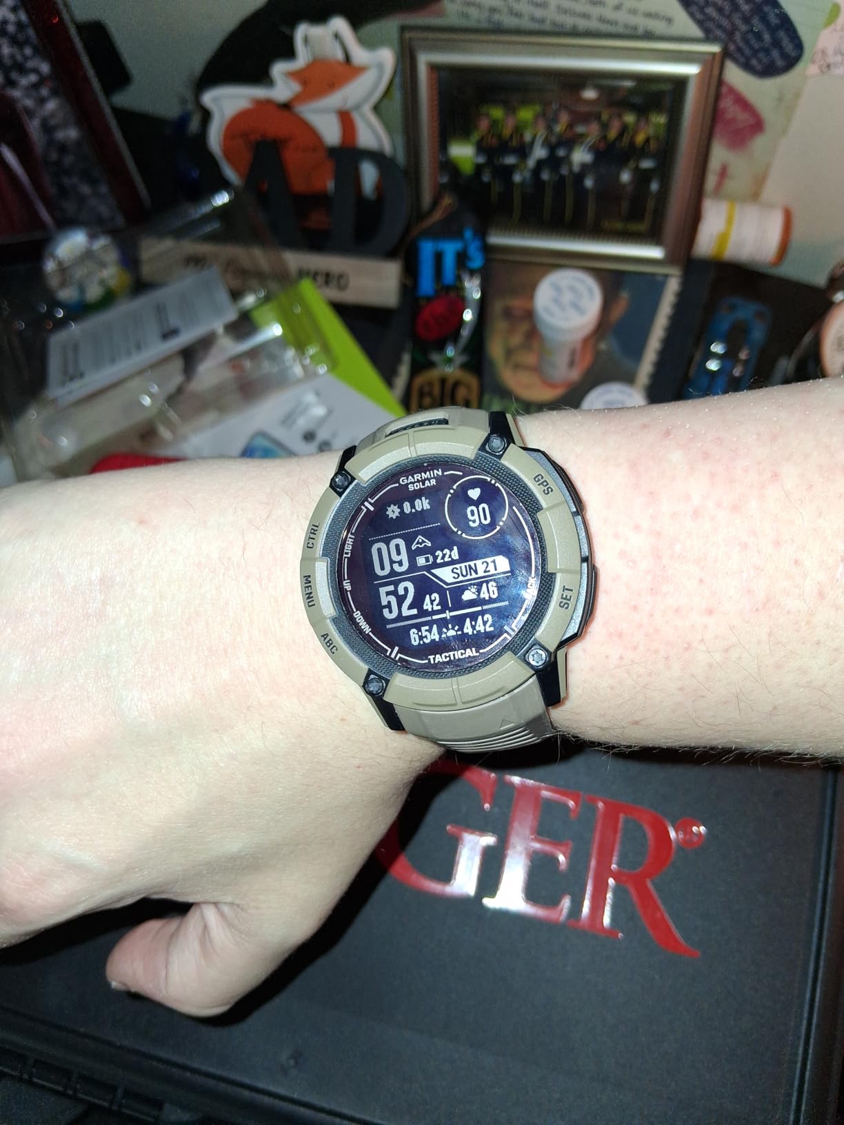 Garmin Instinct 2X Solar - Tactical Edition, Rugged GPS Smartwatch, Built-in Flashlight, Ballistics Calculator, Solar Charging Capability, Coyote Tan customer photo 1