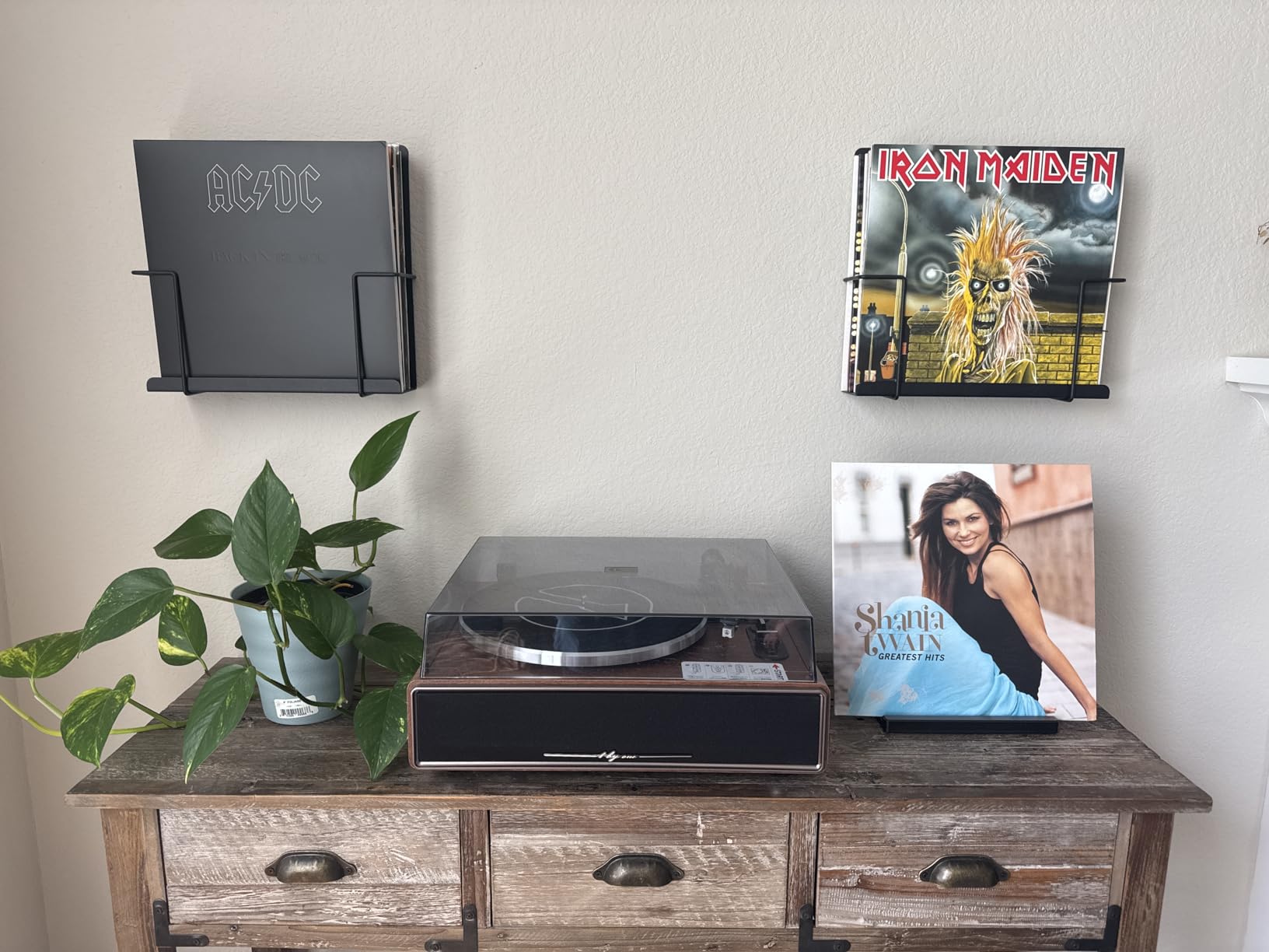 Vinyl Storage Display Holder (2pk) - Wall Mount Record Shelf - Matte Black, Fits 30 LPs, Minimalist Steel Shelves, Frame Album Art customer photo 1