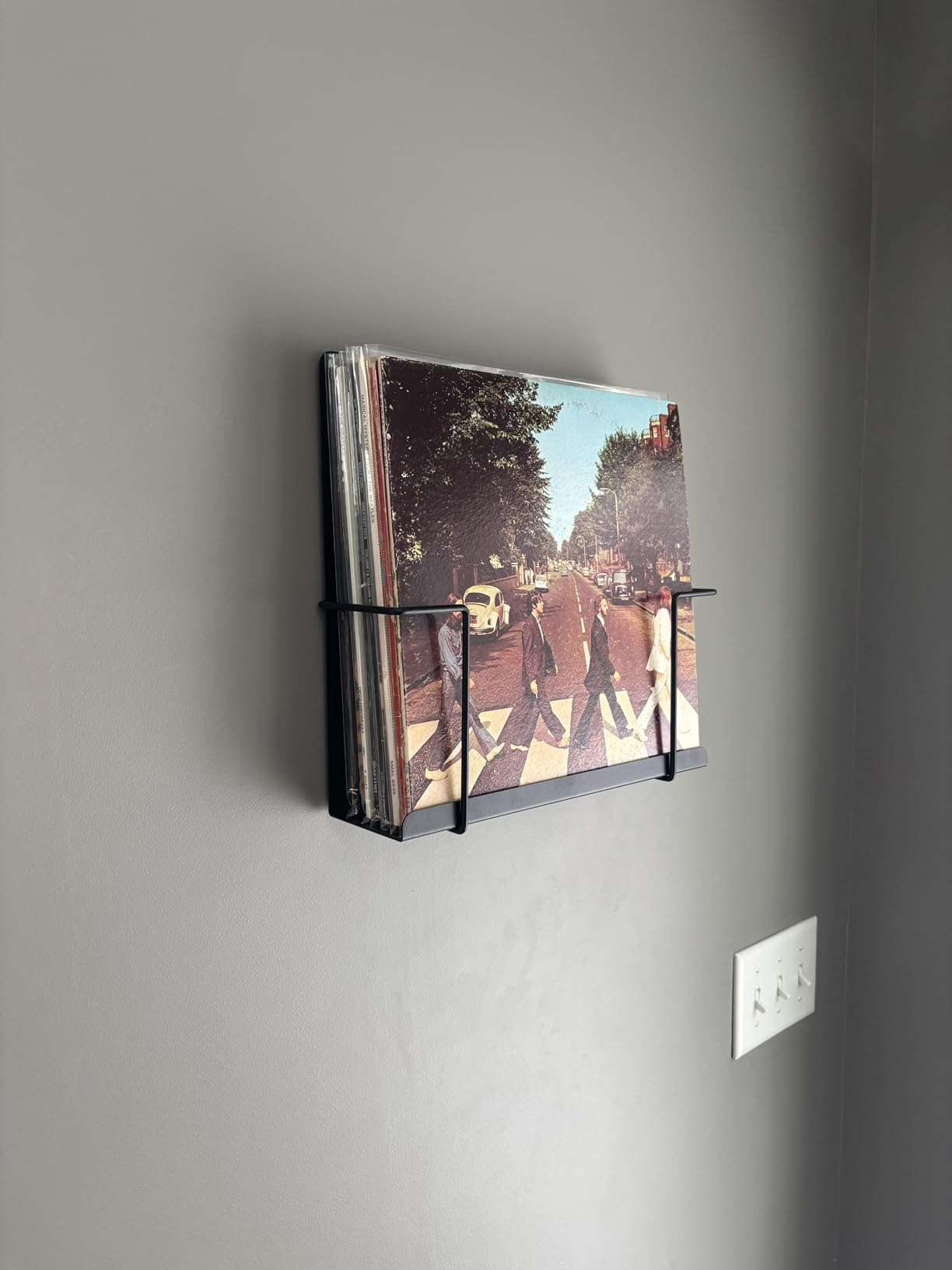 Vinyl Storage Display Holder (2pk) - Wall Mount Record Shelf - Matte Black, Fits 30 LPs, Minimalist Steel Shelves, Frame Album Art customer photo 2