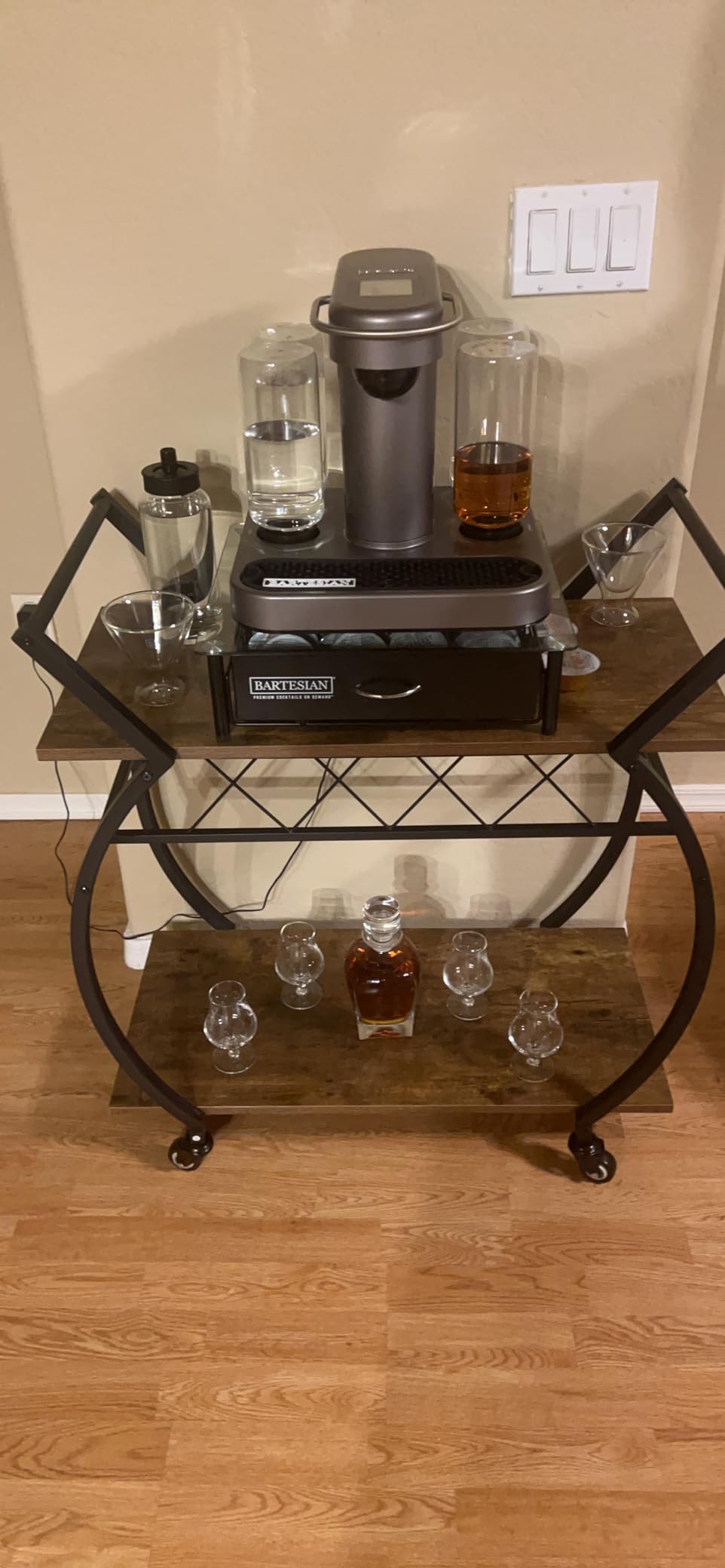 LVB Black Bar Cart with Wheels, Industrial Wine Cart with Storage for Home customer photo 2