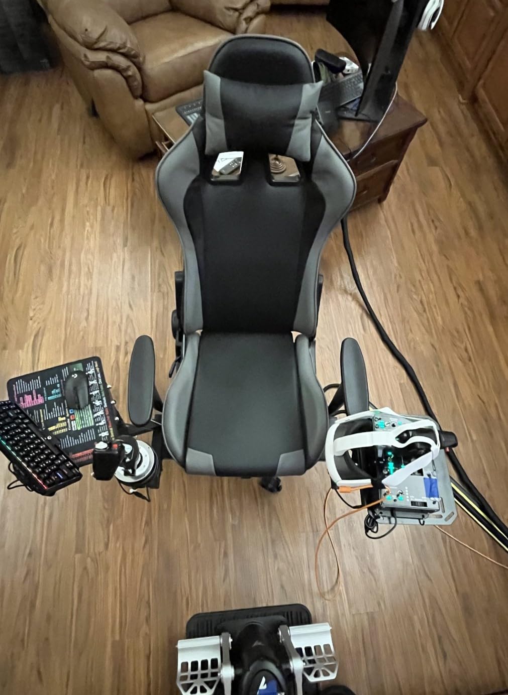 Marada Flight Joystick Hotas Mount with Chair Adjustable Fit for Thrustmaster, for Logitech X56 X52, for Hotas Warthog, More Stable Flight Simulator Cockpit with Seat, Not Include Gaming Devices customer photo 2