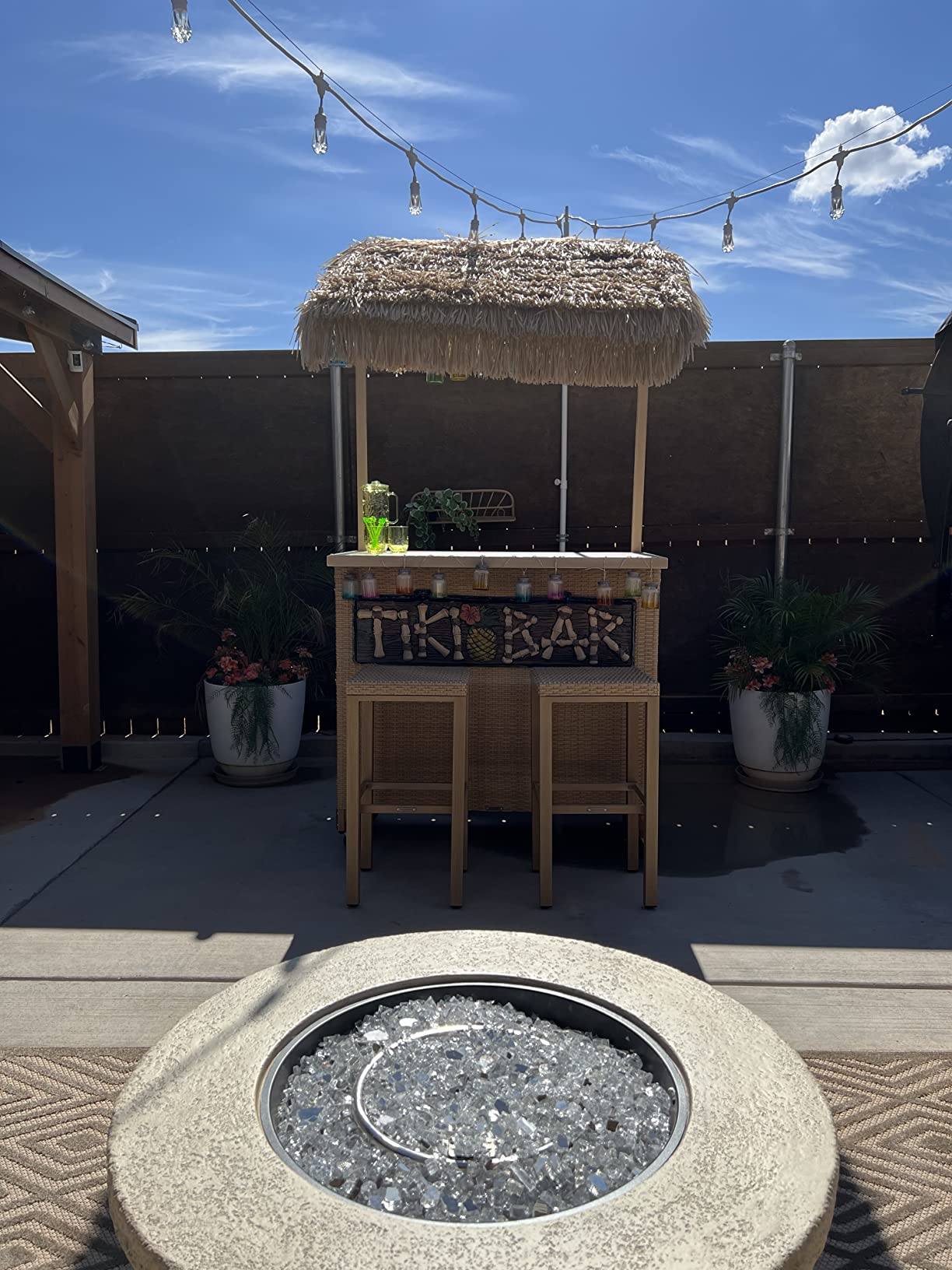Grand patio Outdoor Tiki Bar Set with Widen Ceramic Top (42