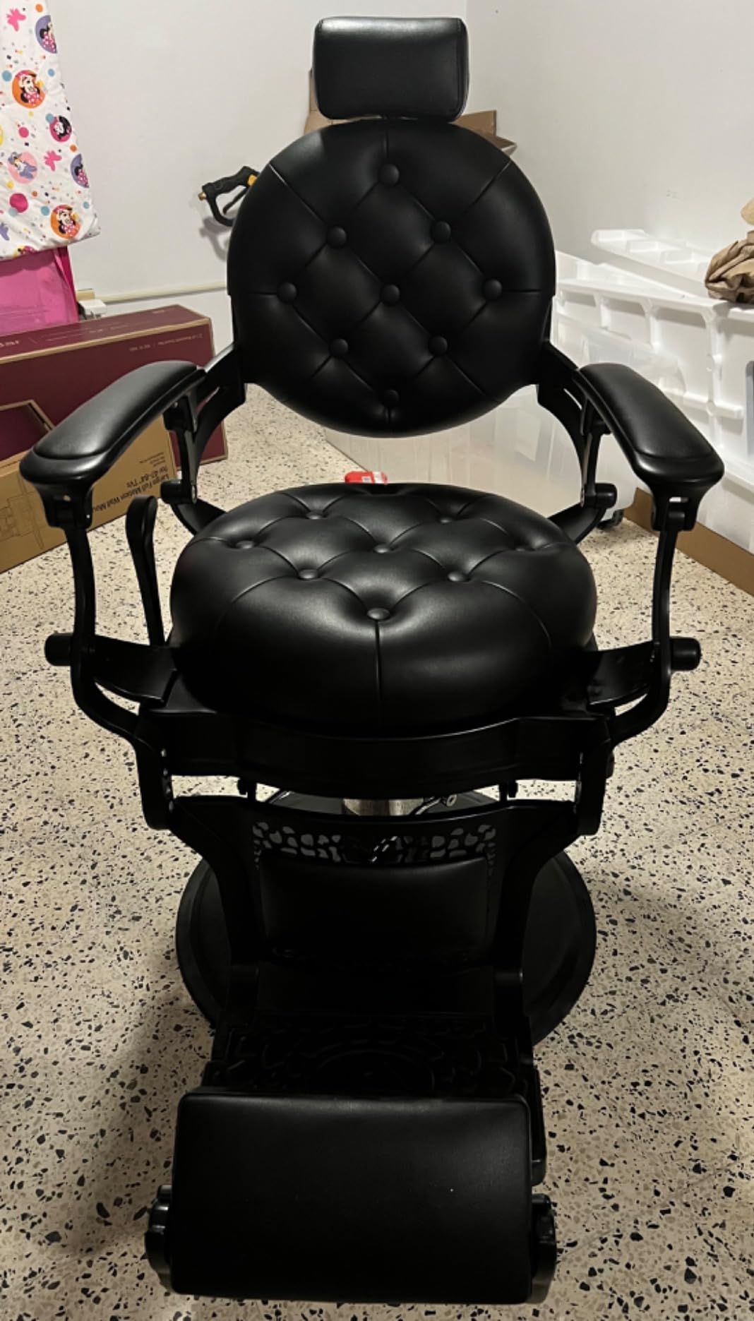 Barber Chair Hair Salon Chair,Heavy Duty 700 LBS, for Hair Stylist Barber Beauty Tattoo Massage(Black Round) customer photo 2