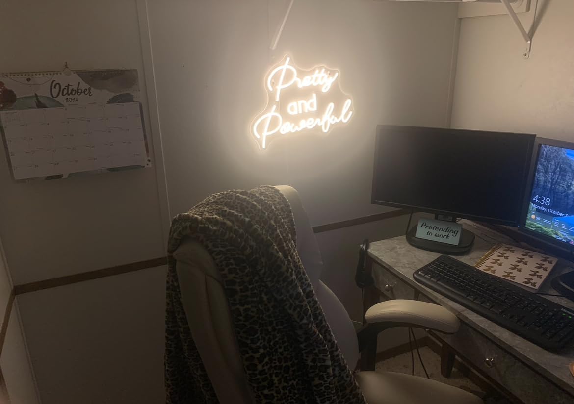 Pink Neon Gym Sign Dimmable Letter Wall Light Gift for Home Gym Decoration | 16.6in*11.8in, BE A BADASS WITH A GOODASS, Adjustable brightness (5 levels), Powered by USB, Applicable to Gym, Girl Room, Bedroom customer photo 2