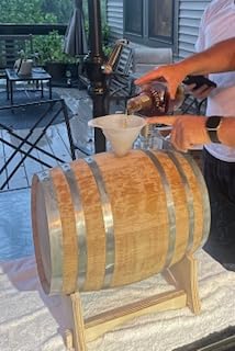 1 Gallon Oak Aging Barrel (Distillery Series - Steel Hoops, Unvarnished) with Wood Stand, Bung and Spigot - 5 Liter Charred Oak Bourbon Whiskey Barrels customer photo 2