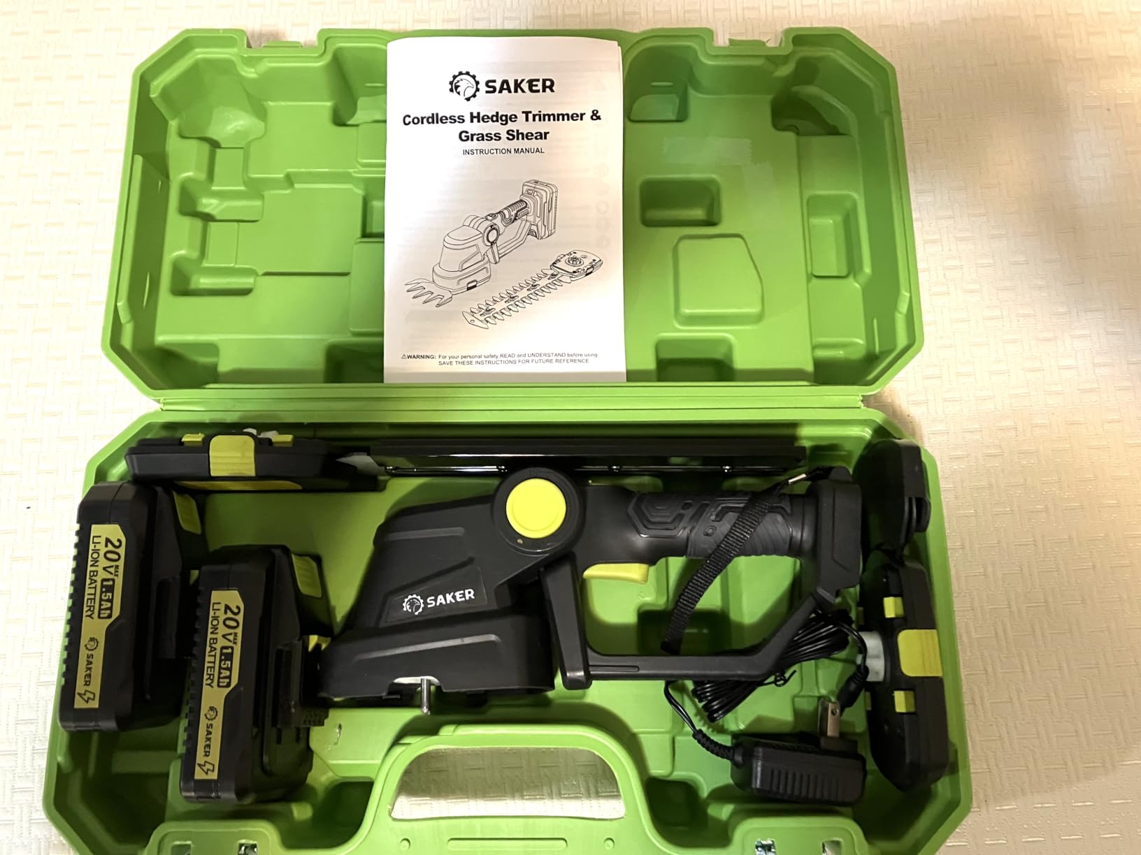 Saker 20V Cordless Hedge Trimmer, 2 in 1 Bush Trimmer with 2 Battery | Electric Shrub Trimmer Grass Shears, Handheld Grass Cutter, Hedge Shear with Rechargeable Battery and Charger for Garden Lawn customer photo 2